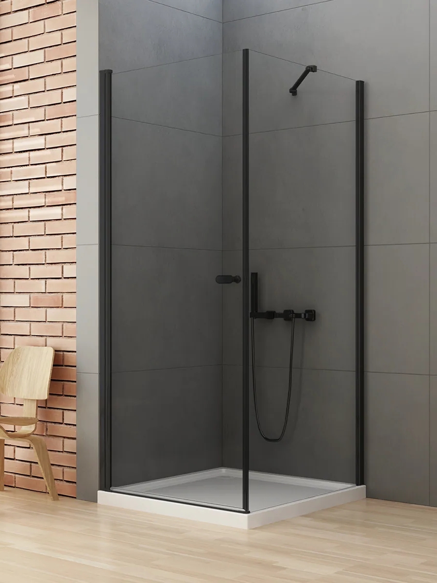 New Trendy New Soleo Black cabina de ducha 100x90 cm rectangular negro mate/vidrio transparente D-0231A/D-0116B