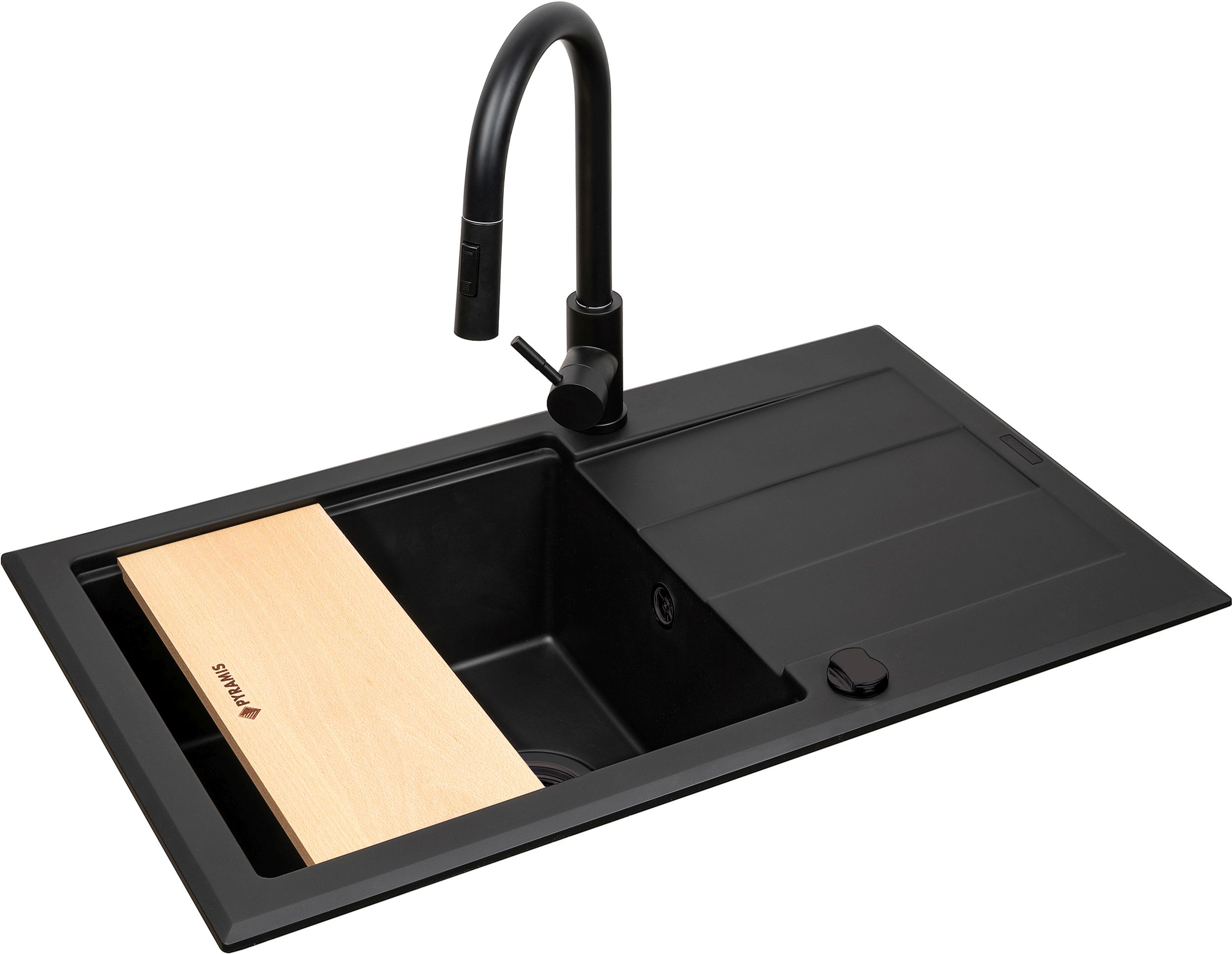 Pyramis Sparta Plus fregadero con grifo negro/negro 070175802BE