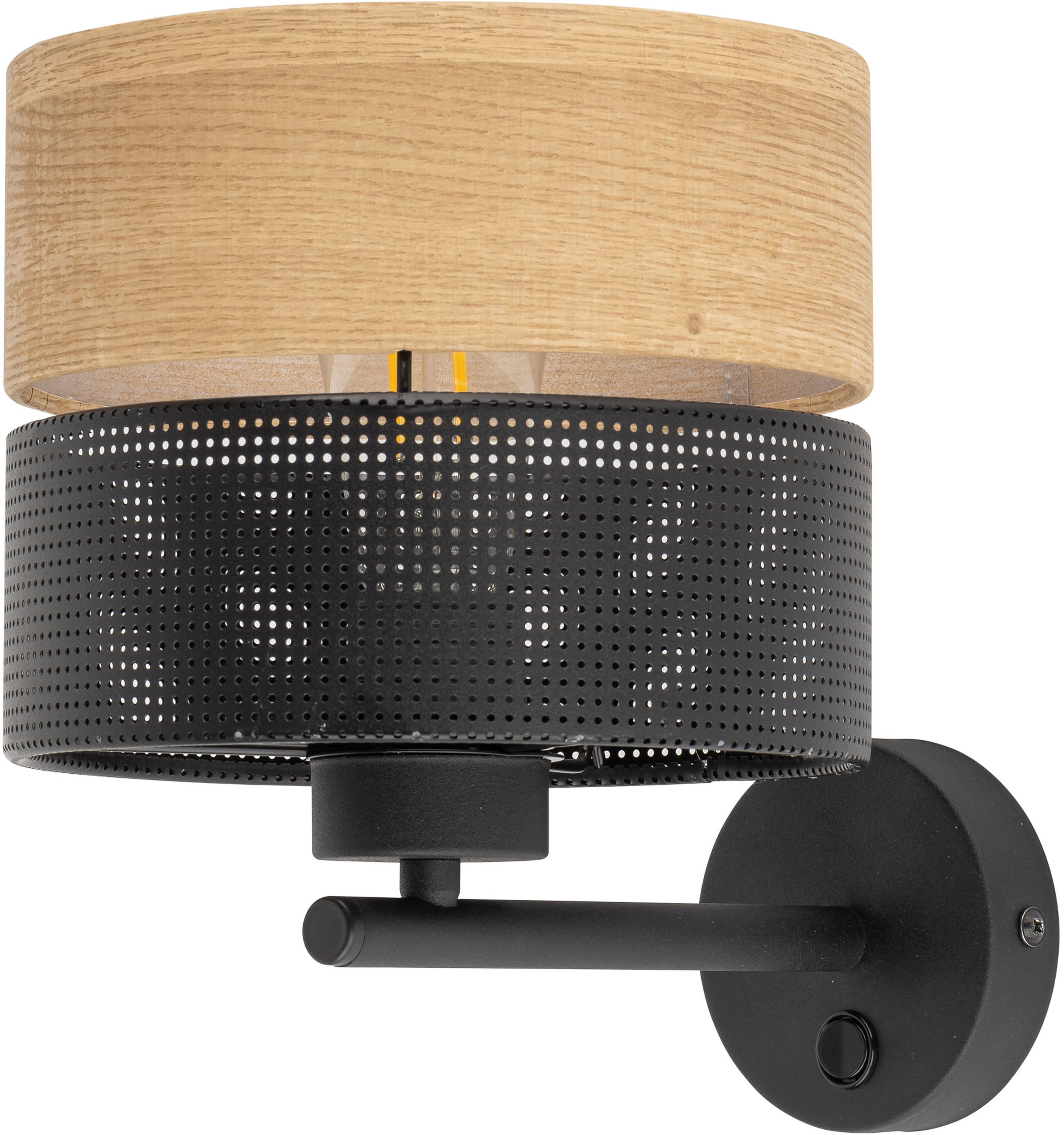 TK Lighting Nicol lámpara de pared 1x15 W negro-madera 6539
