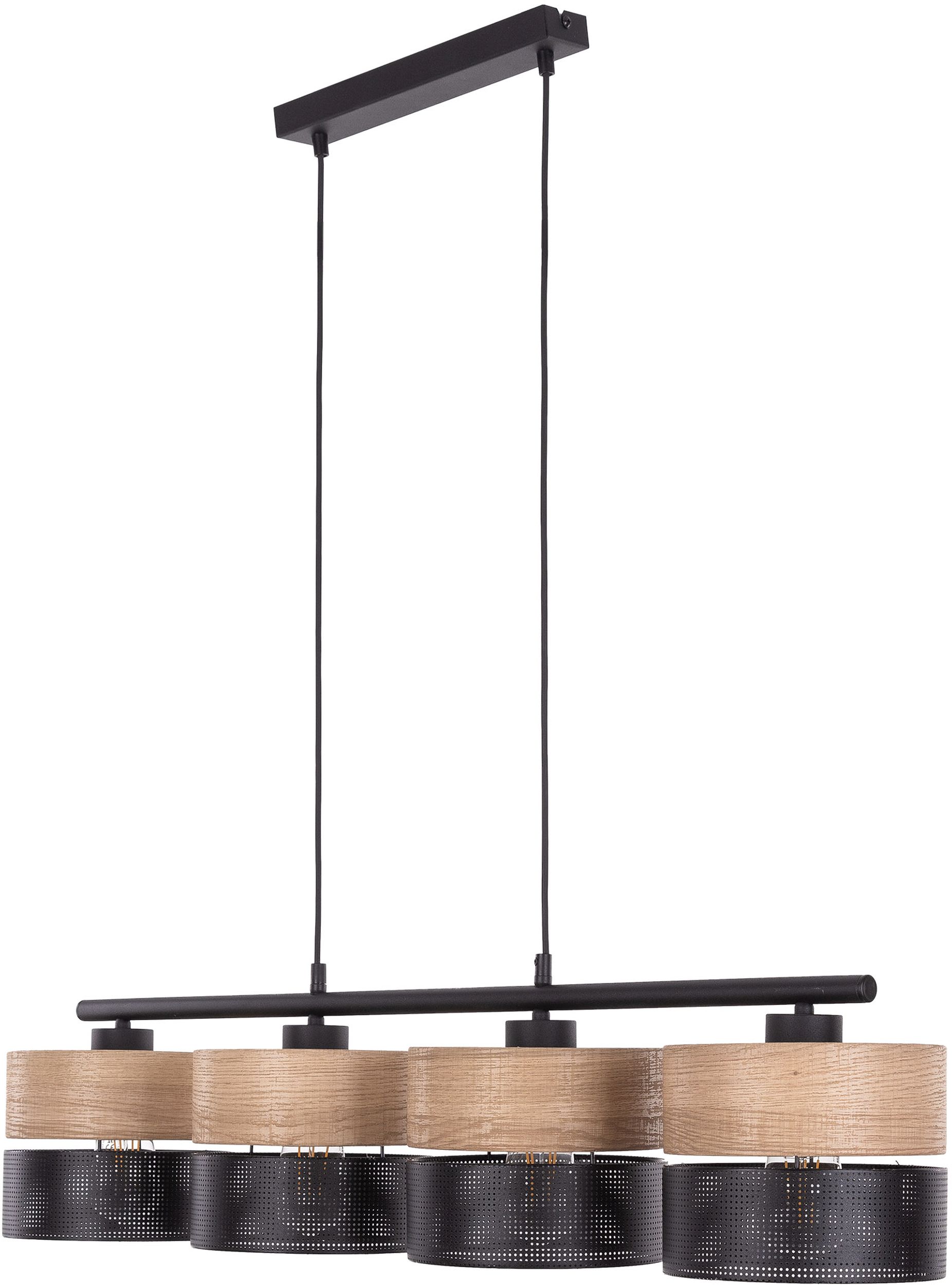 TK Lighting Nicol lámpara colgante 4x15 W negro-madera 4802