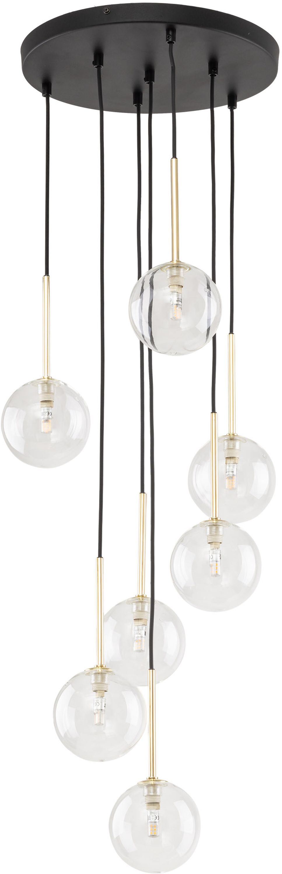 TK Lighting Nilos lámpara colgante x6 W negro-transparente-oro 5362