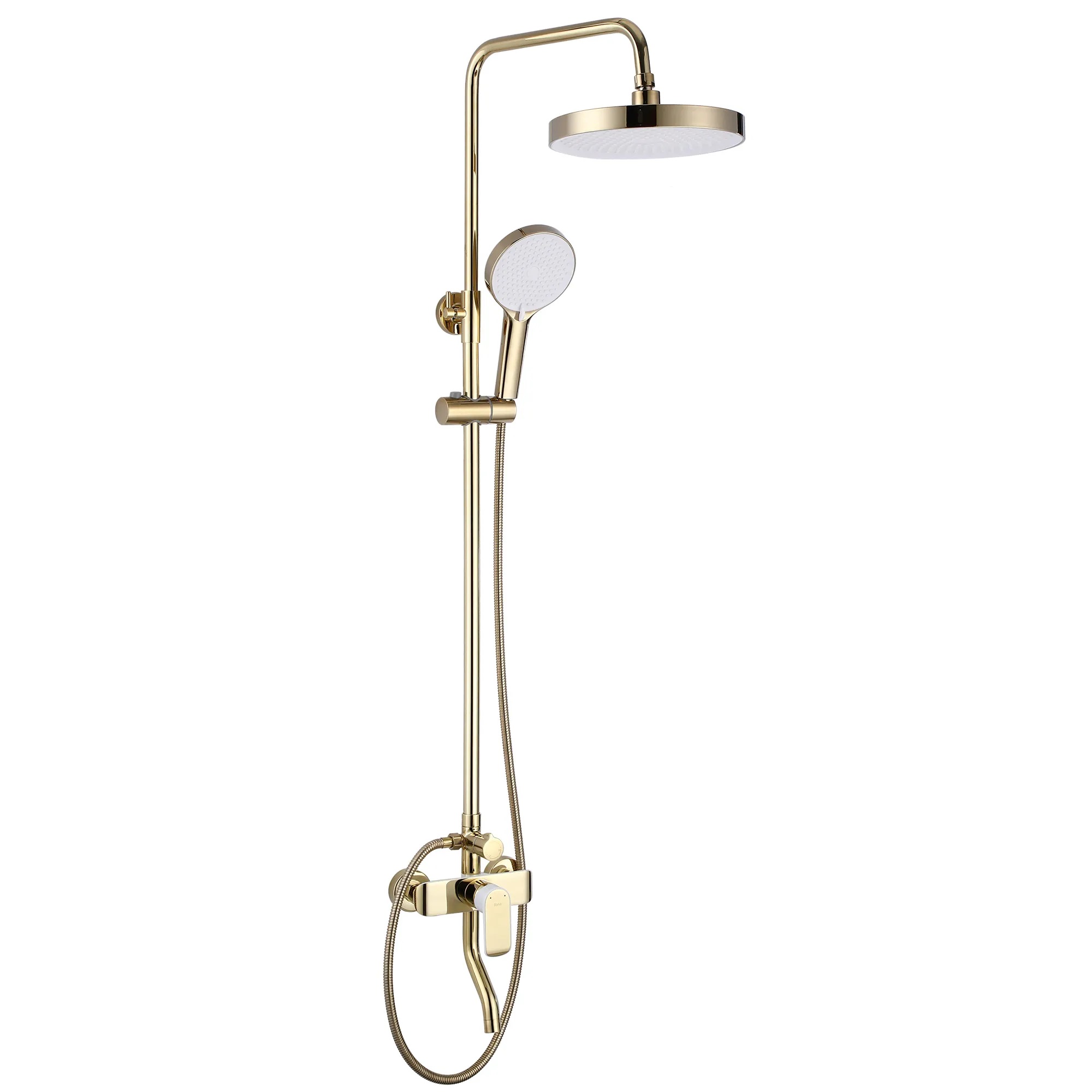 Rea Bloom conjunto de ducha a pared con rociador con efecto lluvia blanco-oro REA-P9529