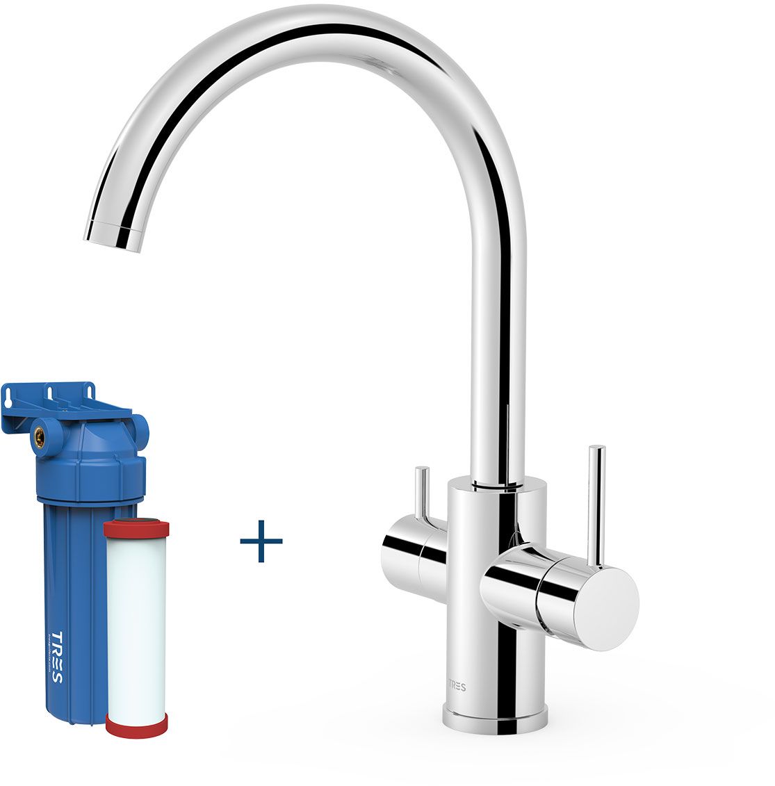 Tres Cocina grifo de cocina con filtro de pie cromo 23045402