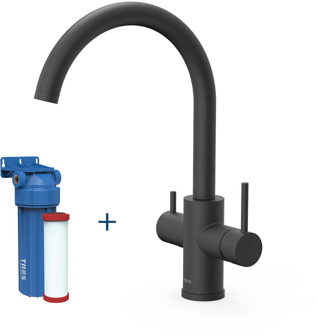 Tres Cocina grifo de cocina con filtro de pie negro 23045402NM