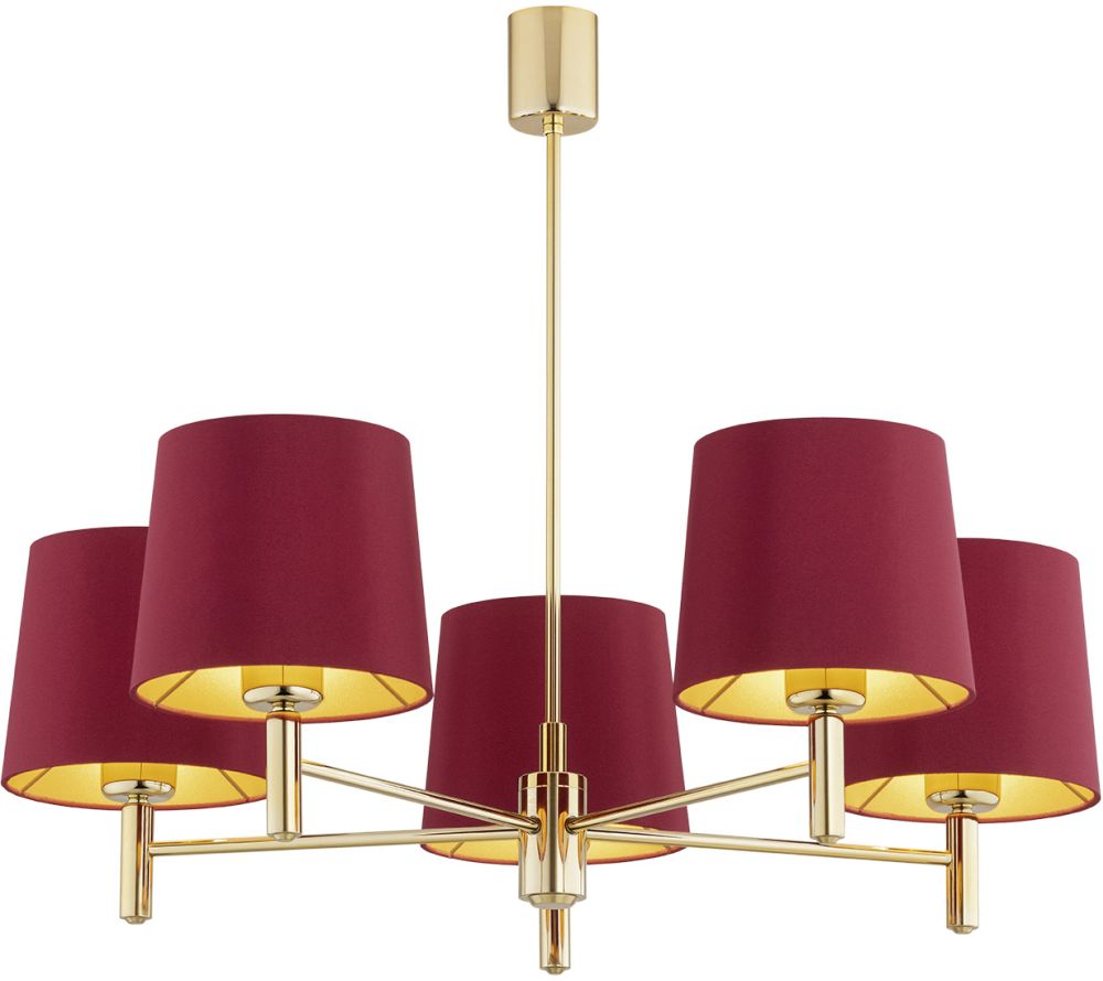 Argon Ponte Plus lámpara de techo 5x15 W latón-rojo 2169