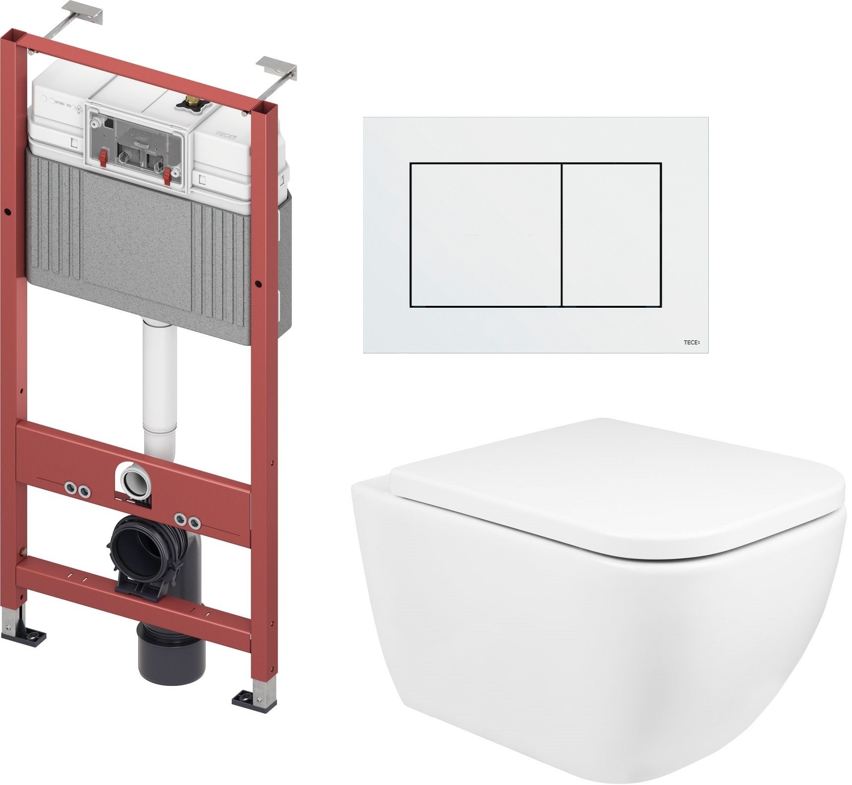 Conjunto taza de inodoro Oltens Vernal 42502000, marco empotrado Tece Base 9400407, 45104000, 9.240.400