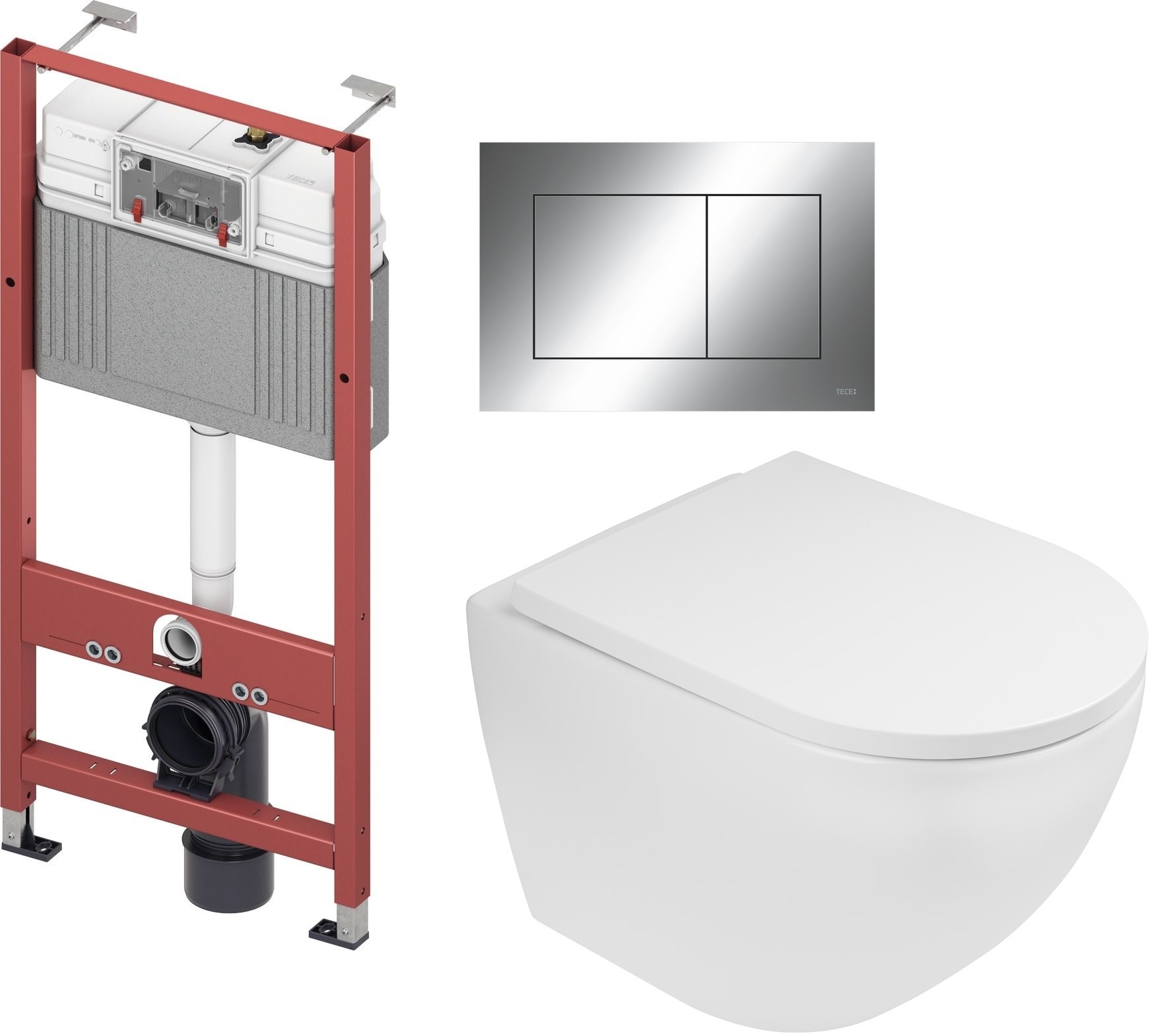 Conjunto taza de inodoro Oltens Hamnes 42513000, marco empotrado Tece Base 9400407, 45109000, 9.240.401