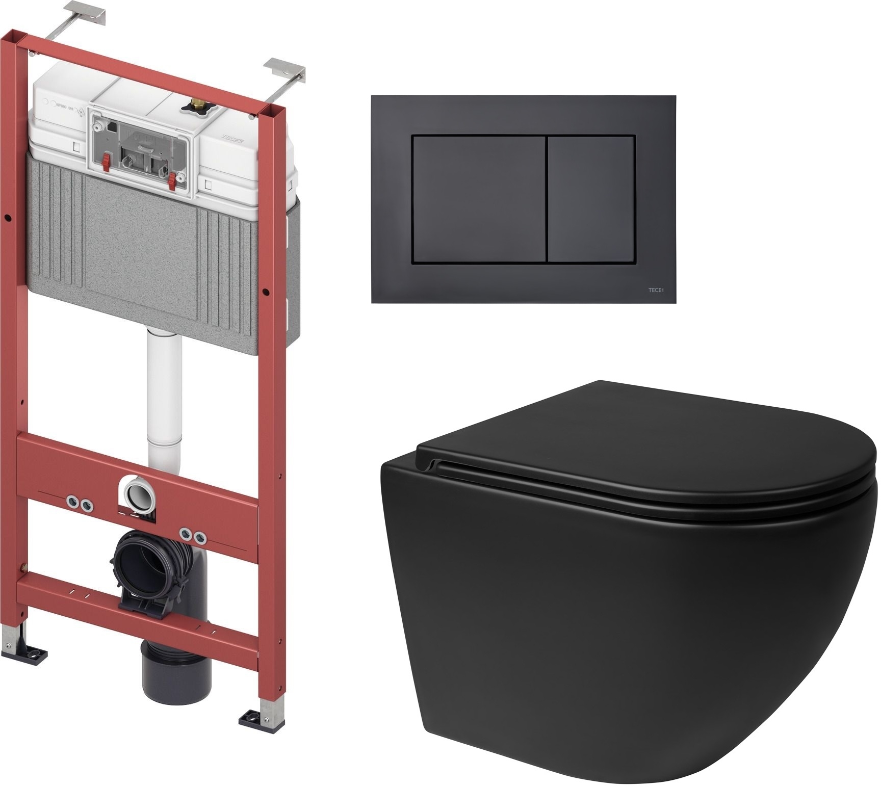 Conjunto taza de inodoro Oltens Hamnes 42513300, marco empotrado Tece Base 9400407, 45100300, 9240407