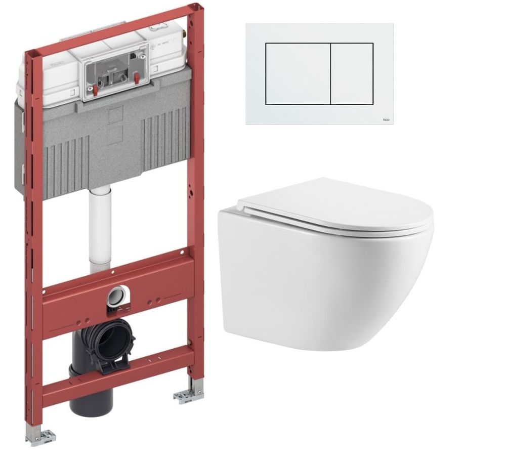 Conjunto marco empotrado Tece Profil 9300302, taza de inodoro con asiento de cierre suave Omnires Ottawa OTTAWAMWBP, 9.240.400