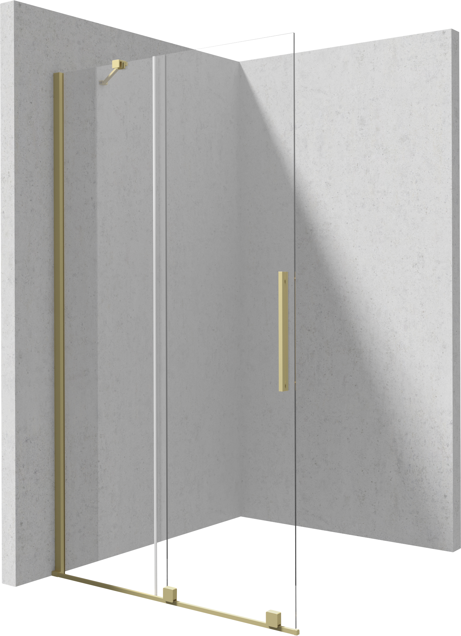 Deante Prizma mampara de ducha walk-in 120 cm oro cepillado/vidrio transparente KTJ_R32R