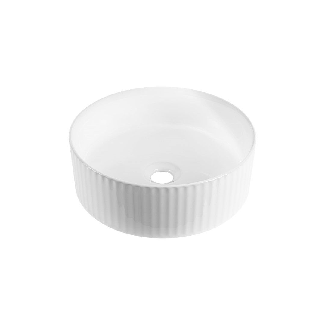 Invena Glamour lavabo 37x37 cm circular sobre encimera blanco CE-63-001