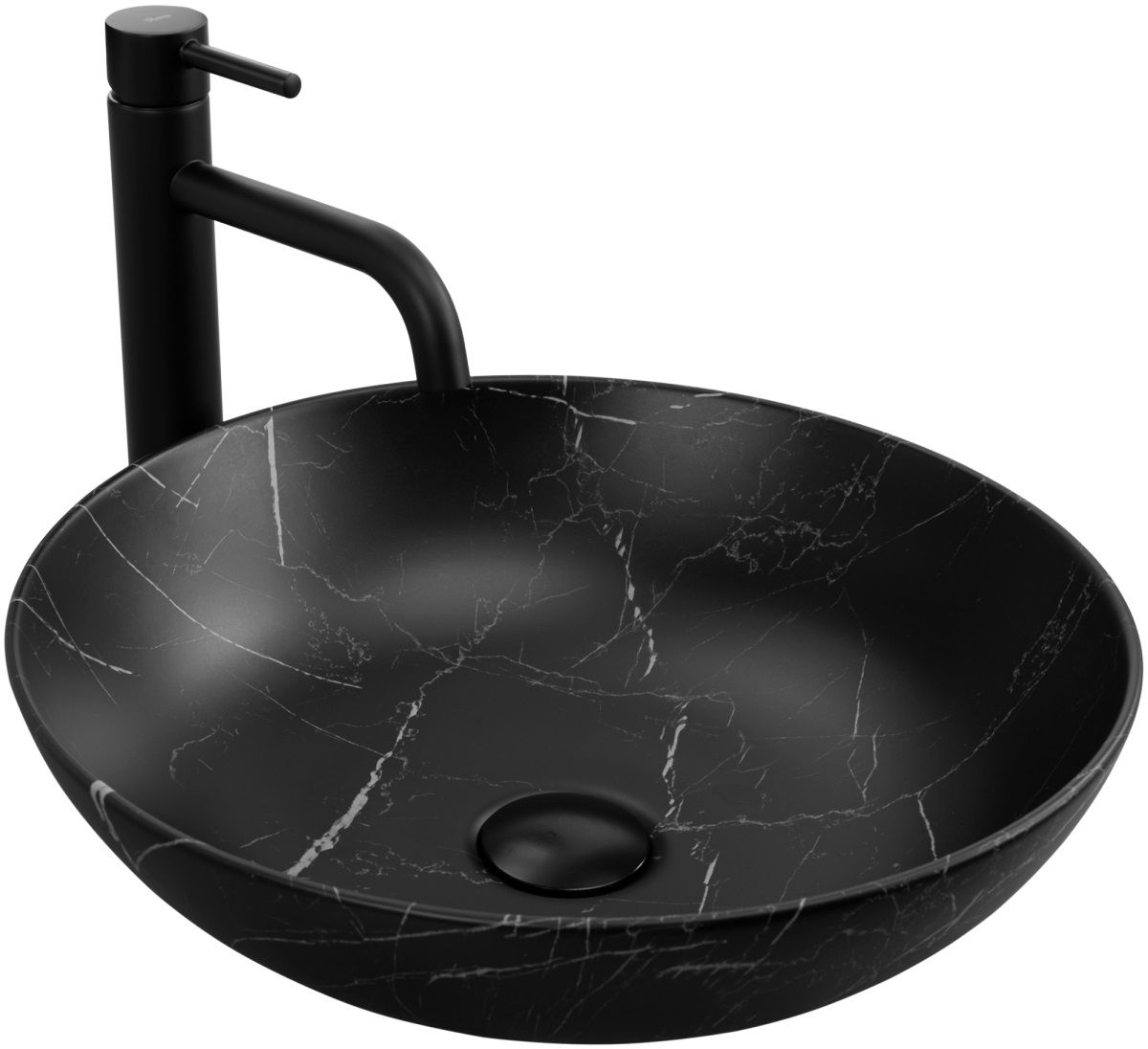 Rea Fibo Black Matt lavabo 40.5x40.5 cm circular sobre encimera negro REA-U3301