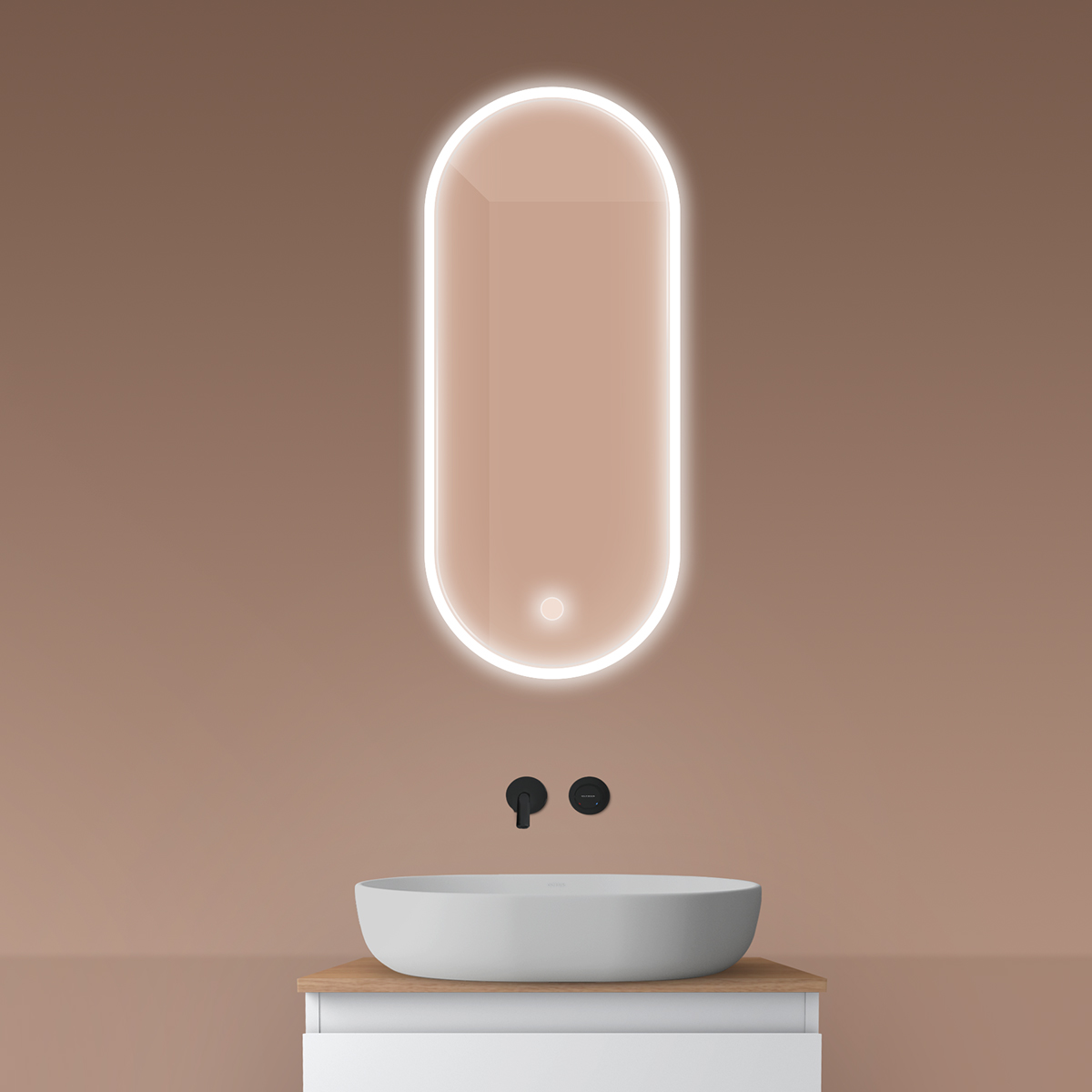 Oltens Nordlis espejo 40x90 cm oval con iluminación con lámina calefactora 64103000
