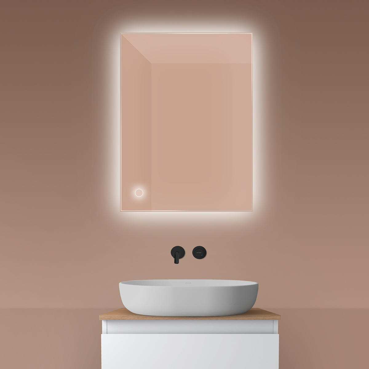 Oltens Nordlis espejo 60x80 cm rectangular con iluminación con lámina calefactora 64115000