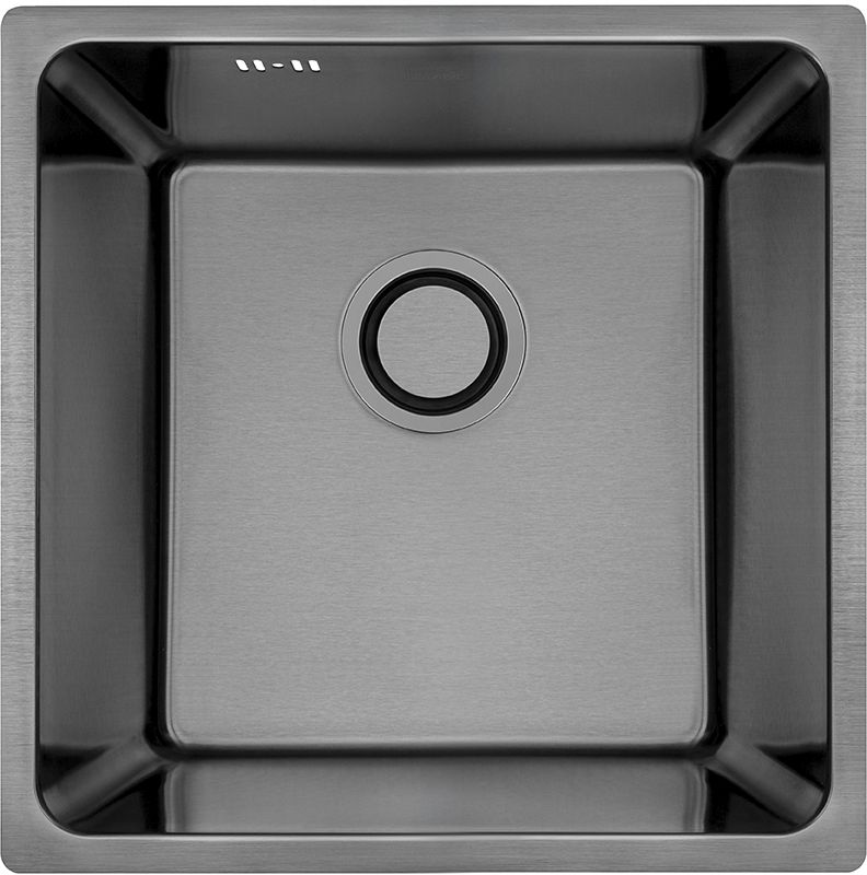 Laveo Aden fregadero de acero con sifón 44x44 cm grafito SLA510P