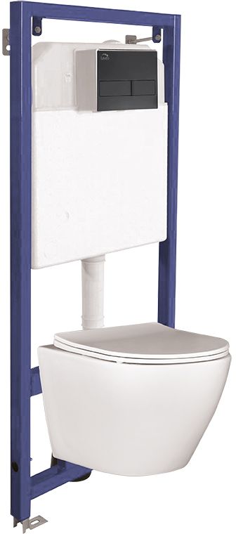 Laveo Akan conjunto con marco, taza de inodoro, tapa y pulsador de descarga VMDC600S