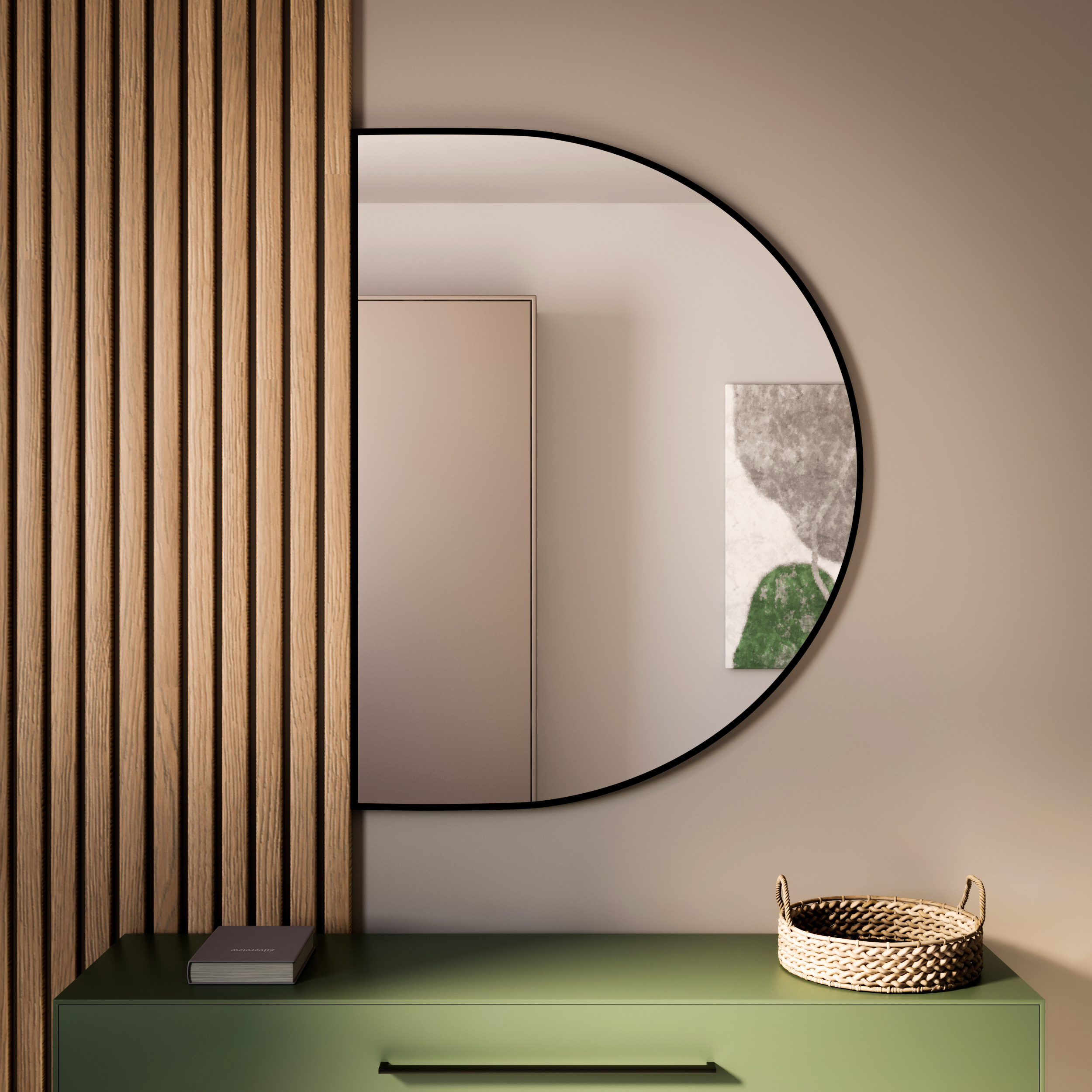 Baltica Design Tiny Border Semi Round espejo 130x85 cm negro 5904107923710