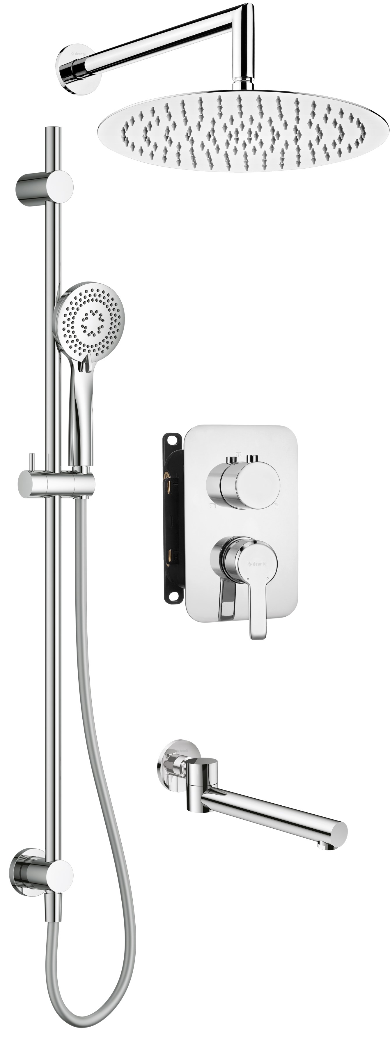 Deante Arnika conjunto de ducha empotrado con rociador con efecto lluvia cromo BXYW0QAM