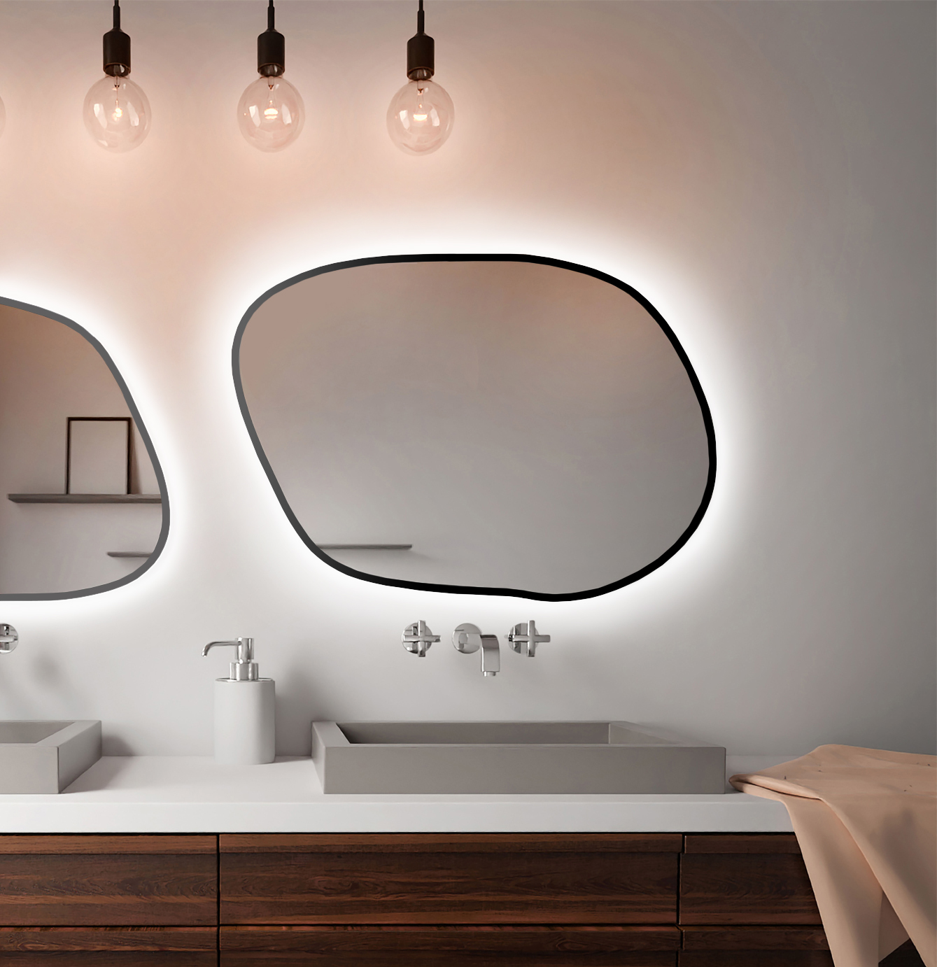 Baltica Design Bright Stain IV espejo 80x57 cm con iluminación negro 5904107920924