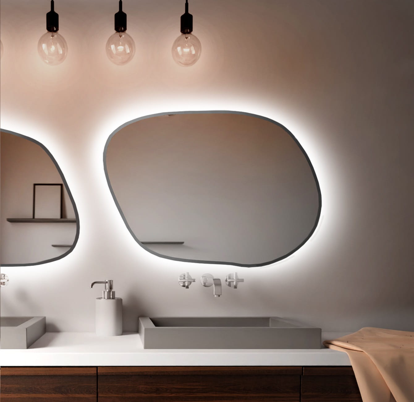 Baltica Design Bright Stain IV espejo 80x57 cm con iluminación plata 5904107921112