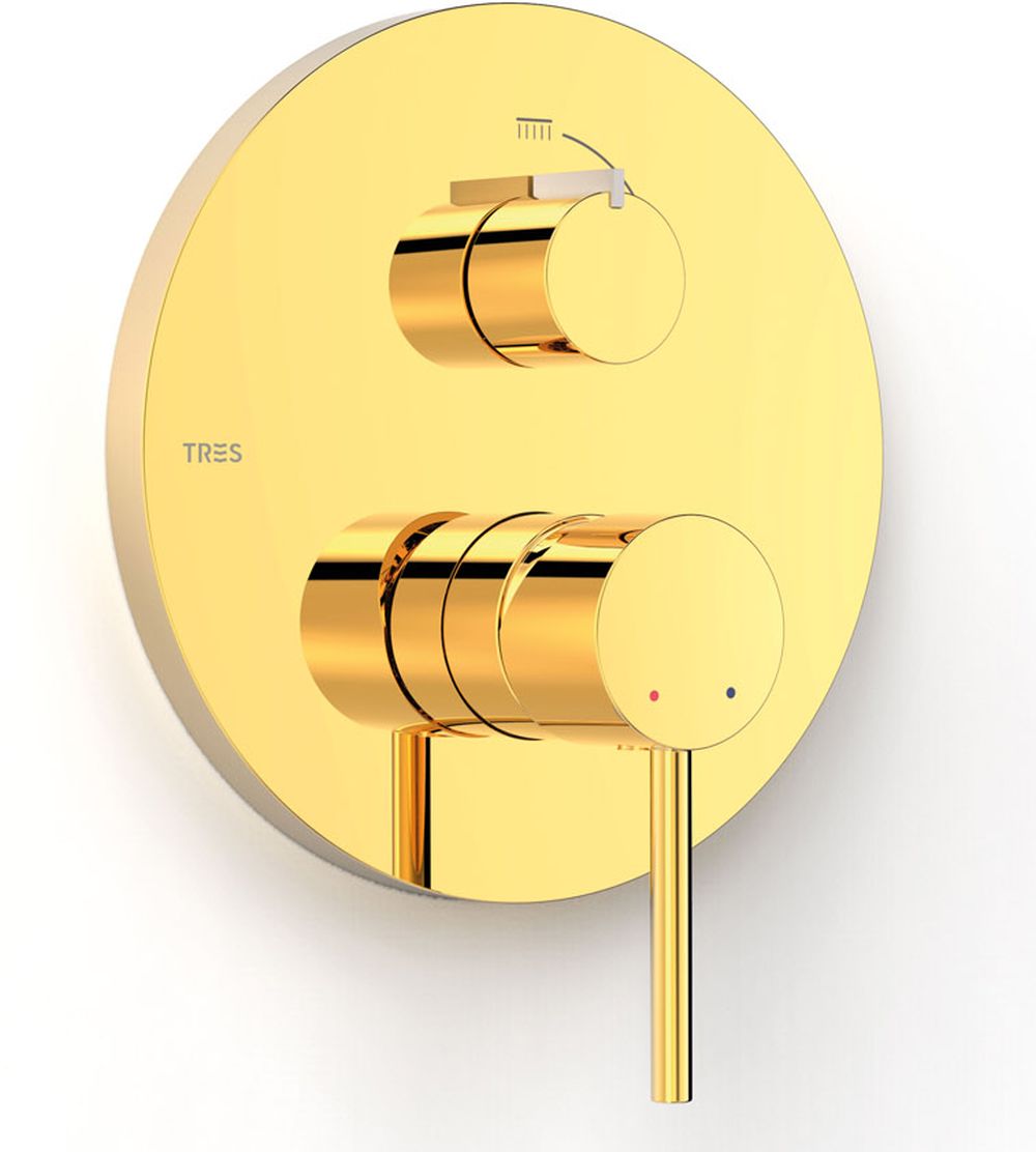 Tres Selection grifo de bañera y ducha empotrado oro 26228110OP
