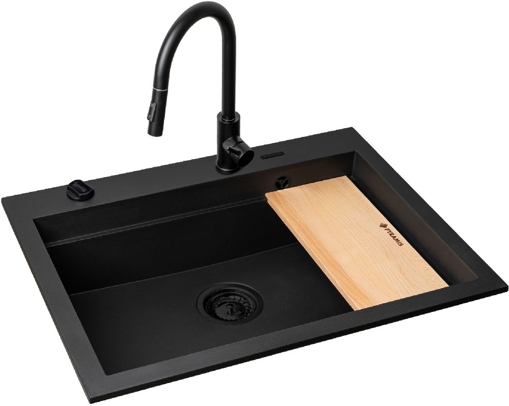 Pyramis Siros fregadero con grifo negro/negro 070177802BE