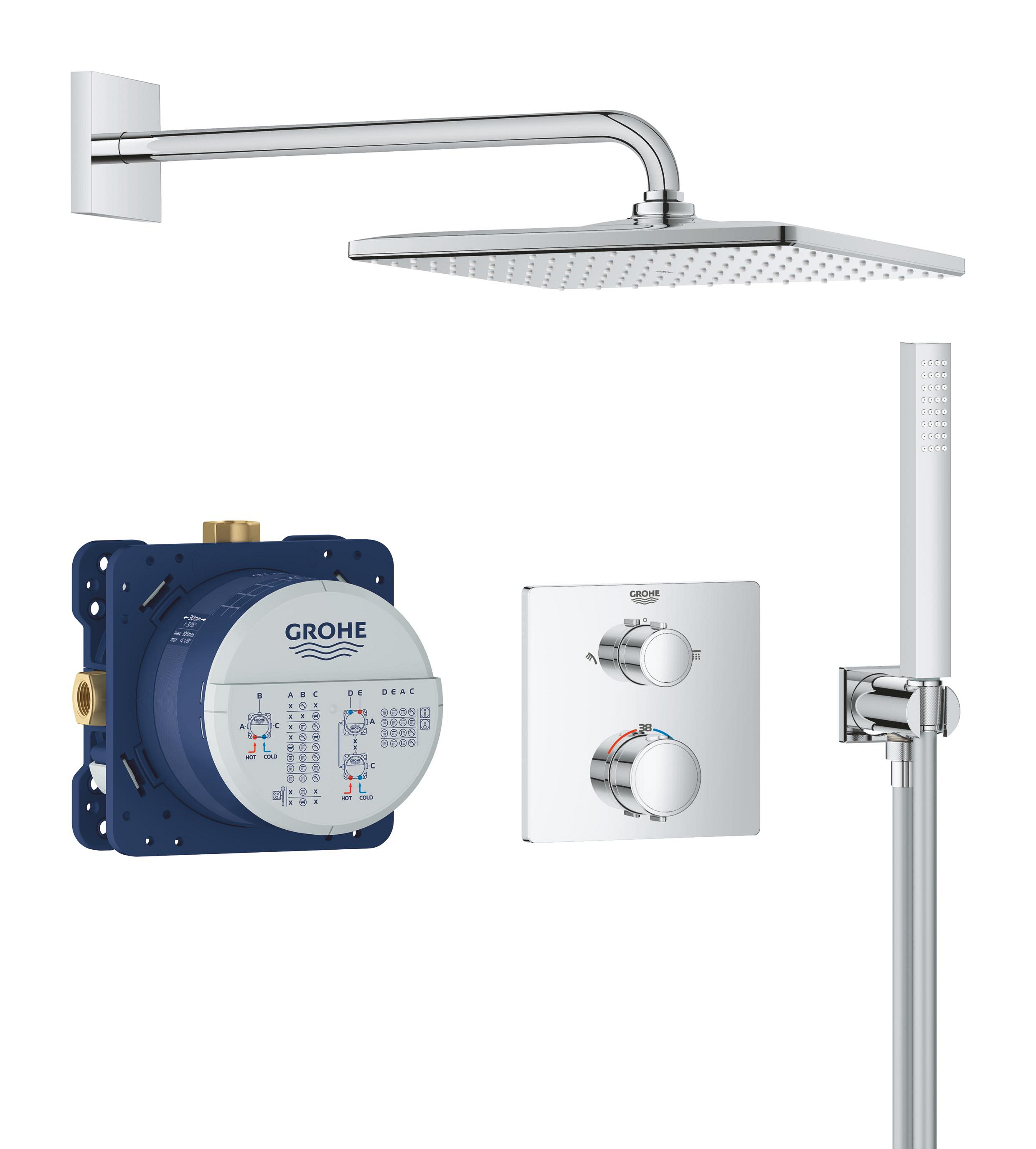 Grohe Vitalio Start conjunto de ducha empotrado con termostato con rociador con efecto lluvia cromo 34881000
