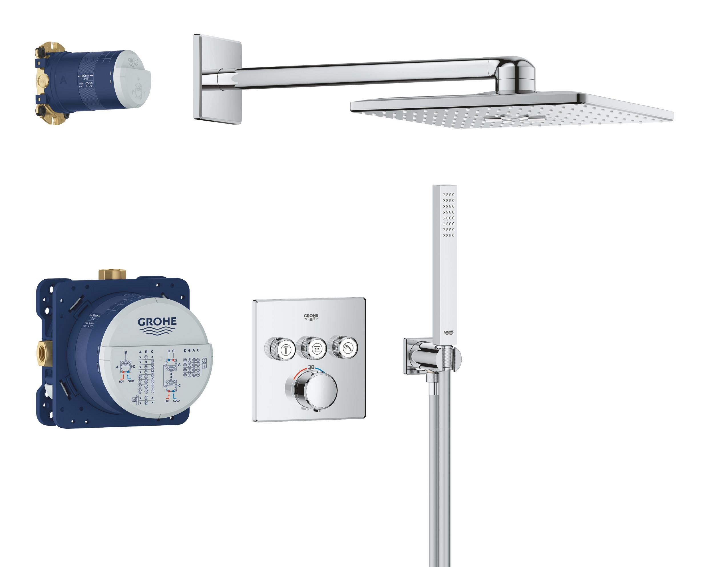 Grohe Precision Smartcontrol conjunto de ducha empotrado con termostato con rociador con efecto lluvia cromo 34875000