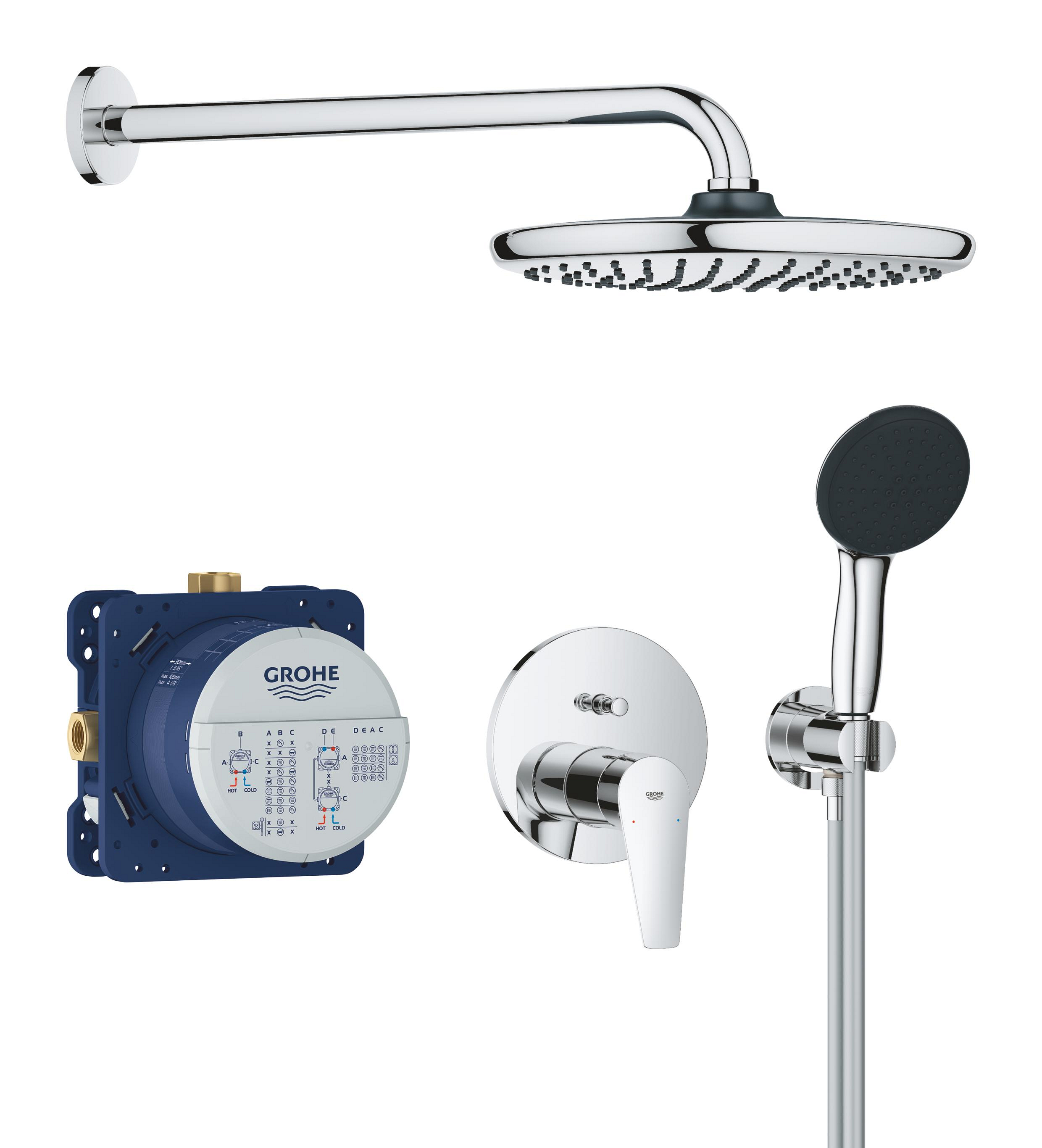 Grohe Start Edge conjunto de ducha empotrado con rociador con efecto lluvia cromo 25293000