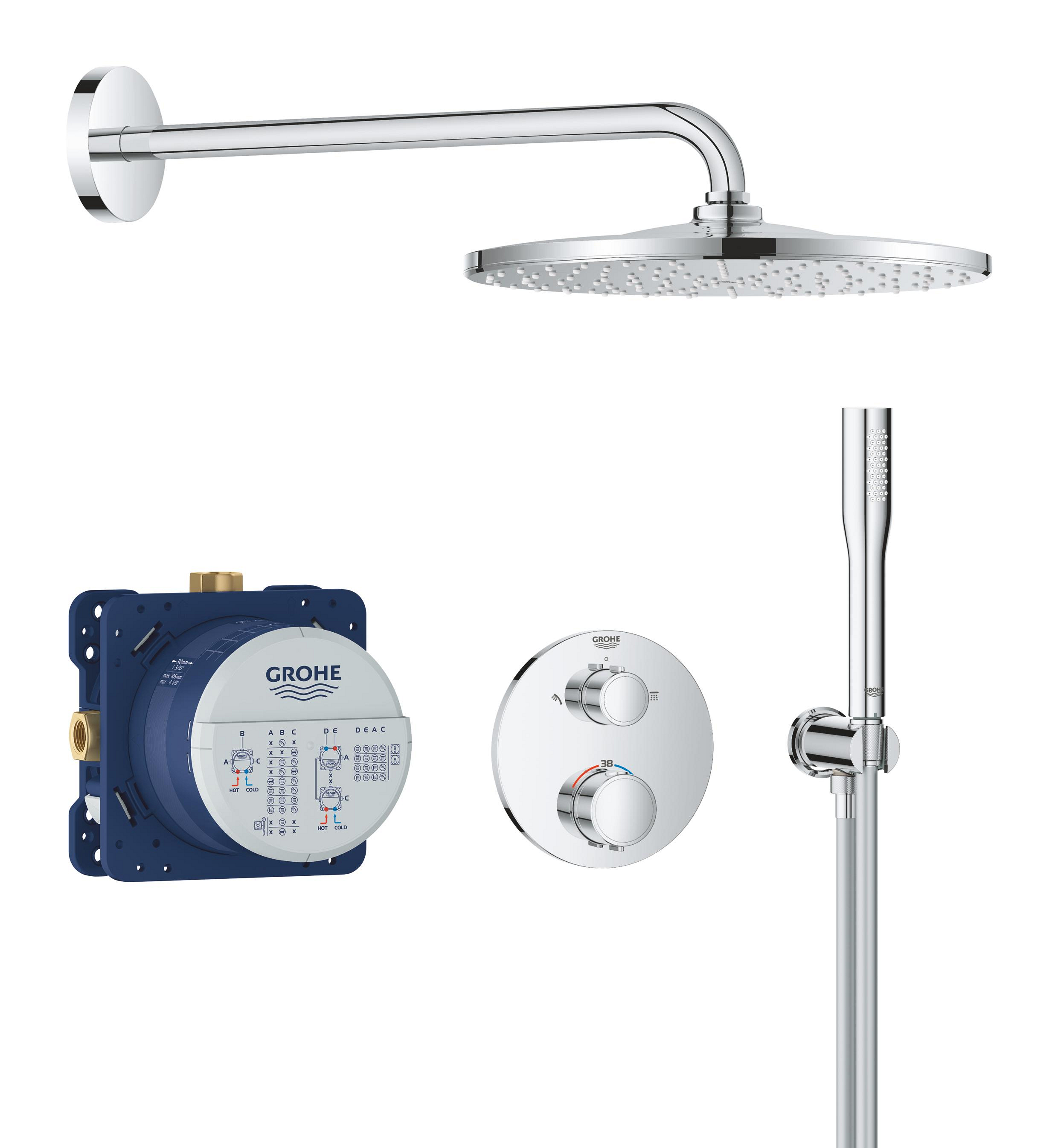 Grohe Vitalio Start conjunto de ducha empotrado con termostato con rociador con efecto lluvia cromo 34880000