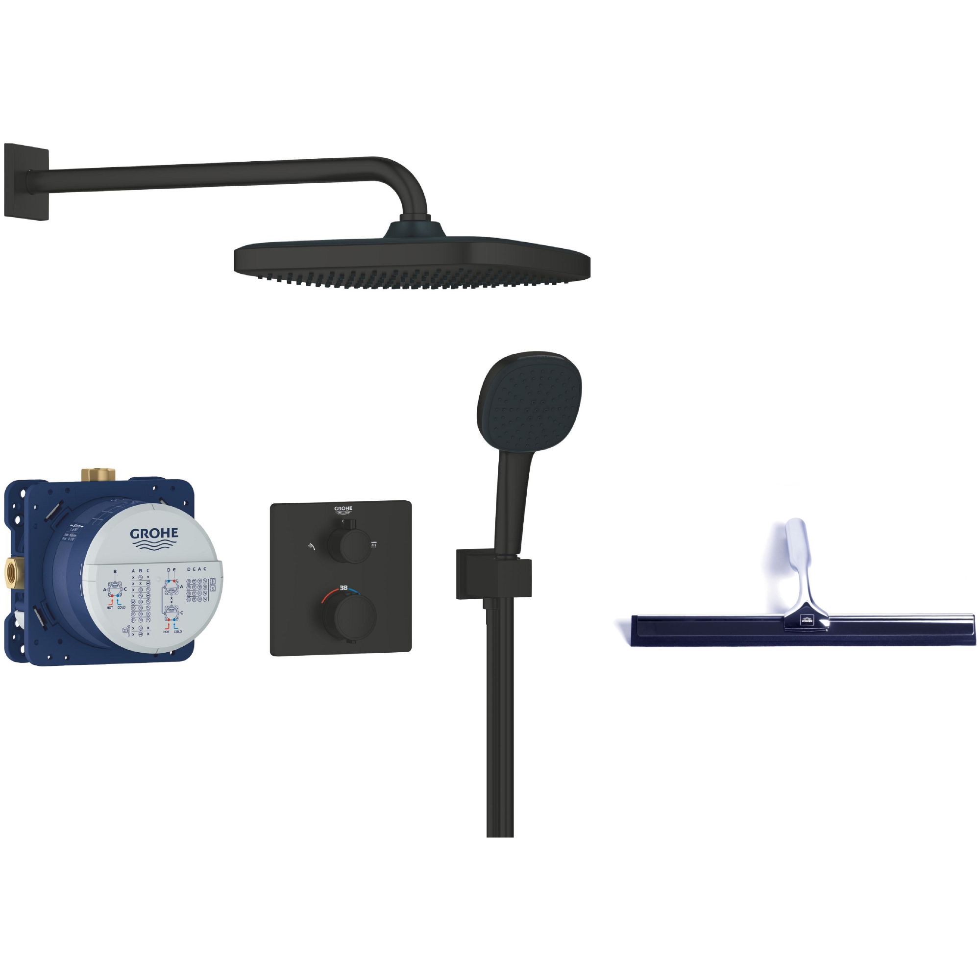 Conjunto conjunto de ducha Grohe Vitalio Comfort 348822430, escobilla limpiacristales Grohe 4067393055617