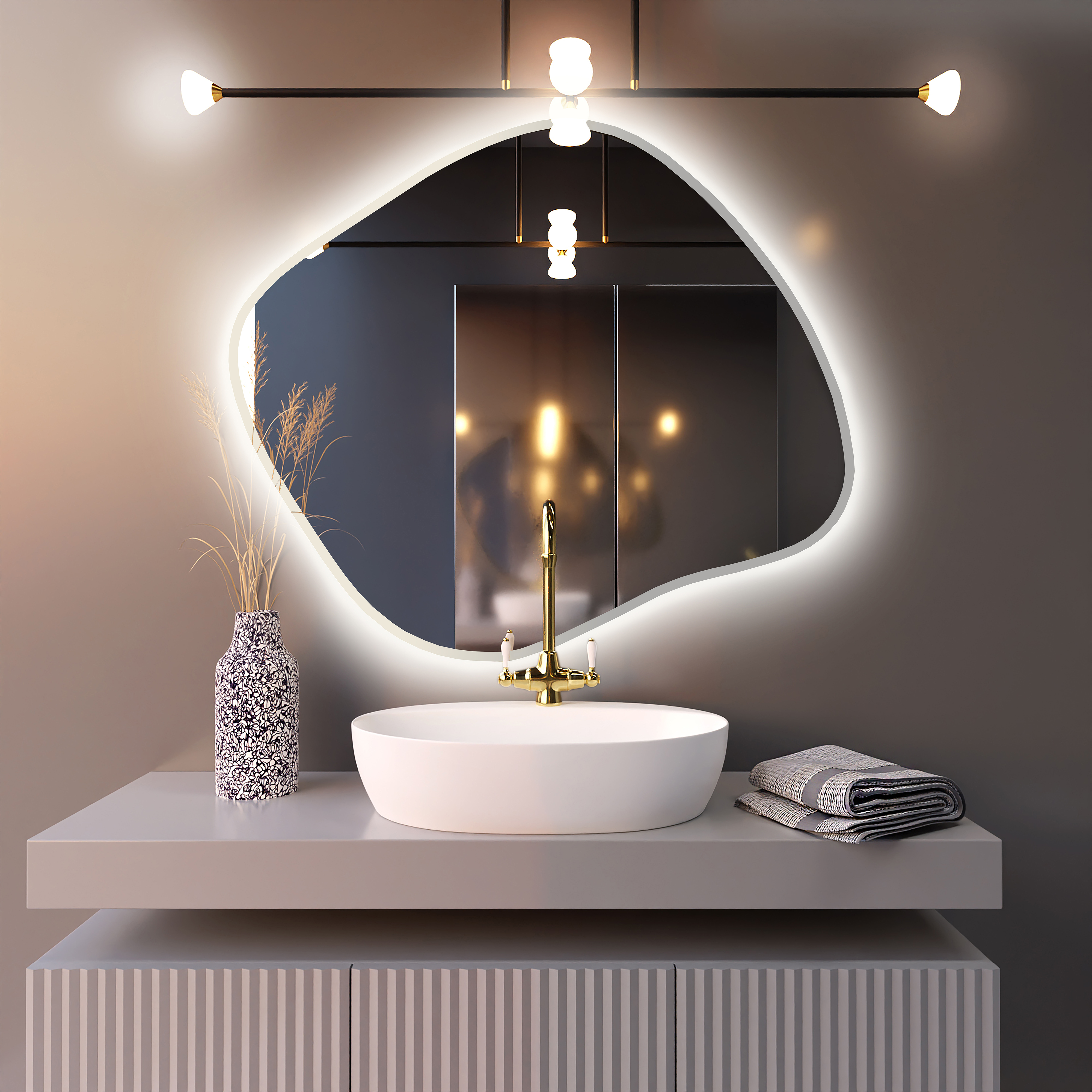 Baltica Design Bright Stain III espejo 70x60 cm con iluminación blanco 5904107919997
