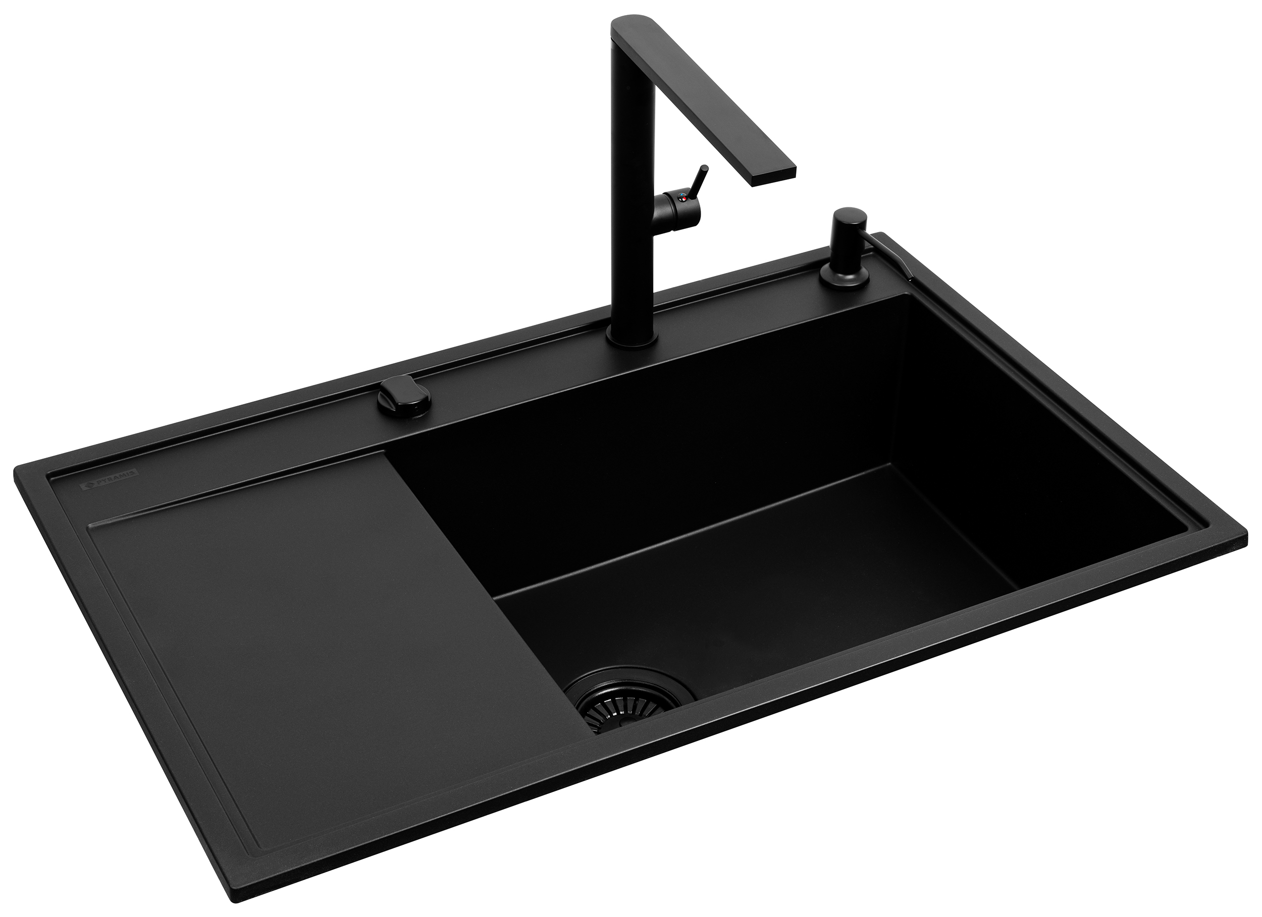 Pyramis Camea fregadero con grifo negro/negro 070168502BT