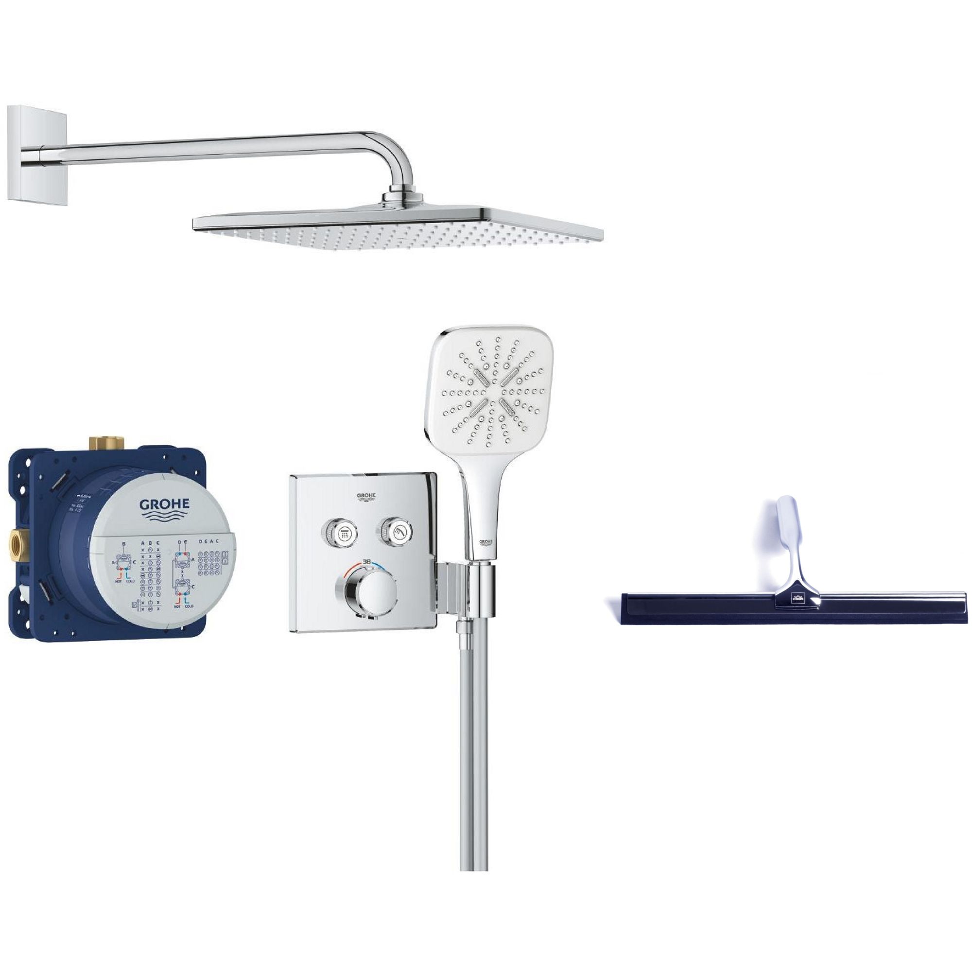 Conjunto conjunto de ducha Grohe Precision Smartcontrol 34876000, escobilla limpiacristales Grohe 4067393055617