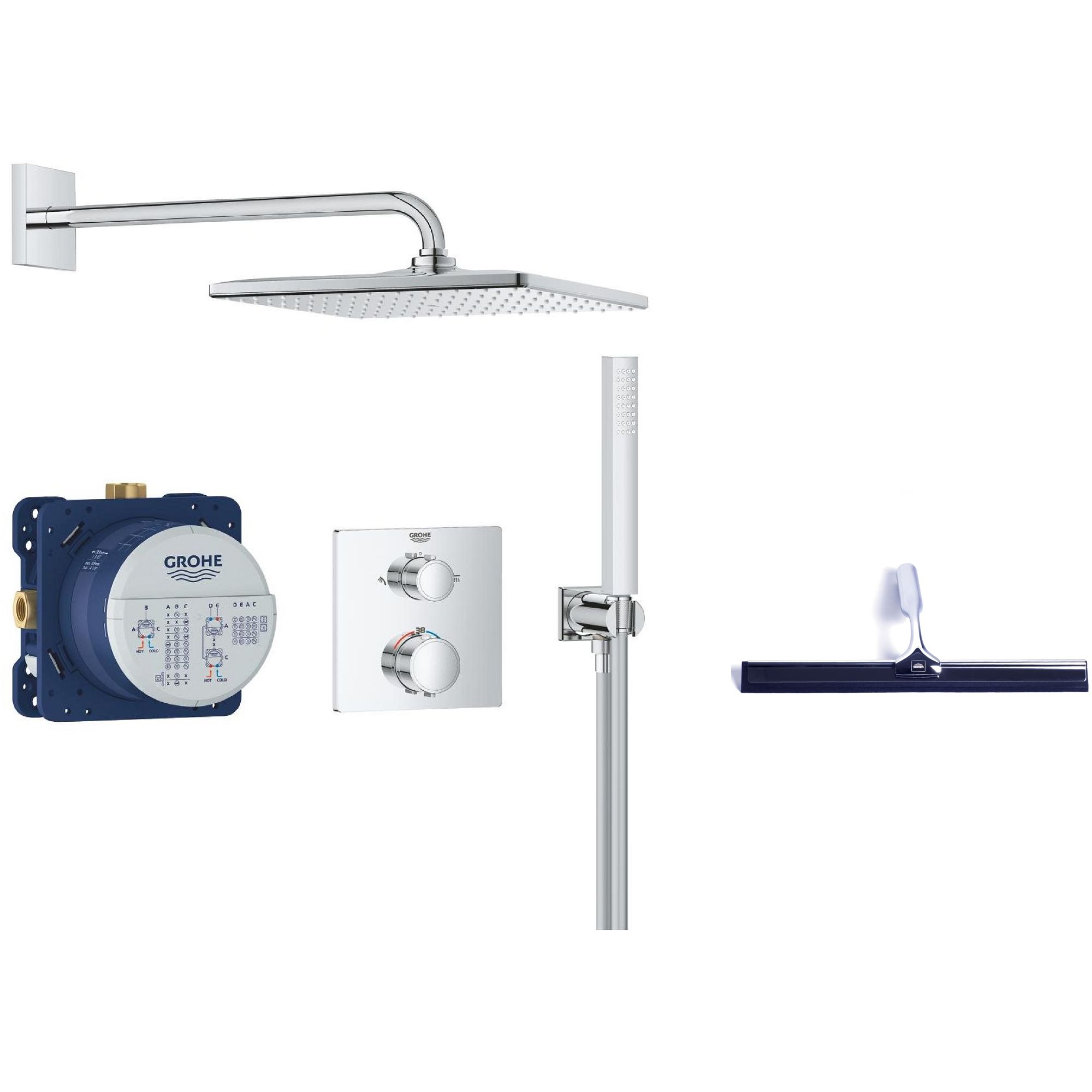 Conjunto conjunto de ducha Grohe Vitalio Start 34881000, escobilla limpiacristales Grohe 4067393055617