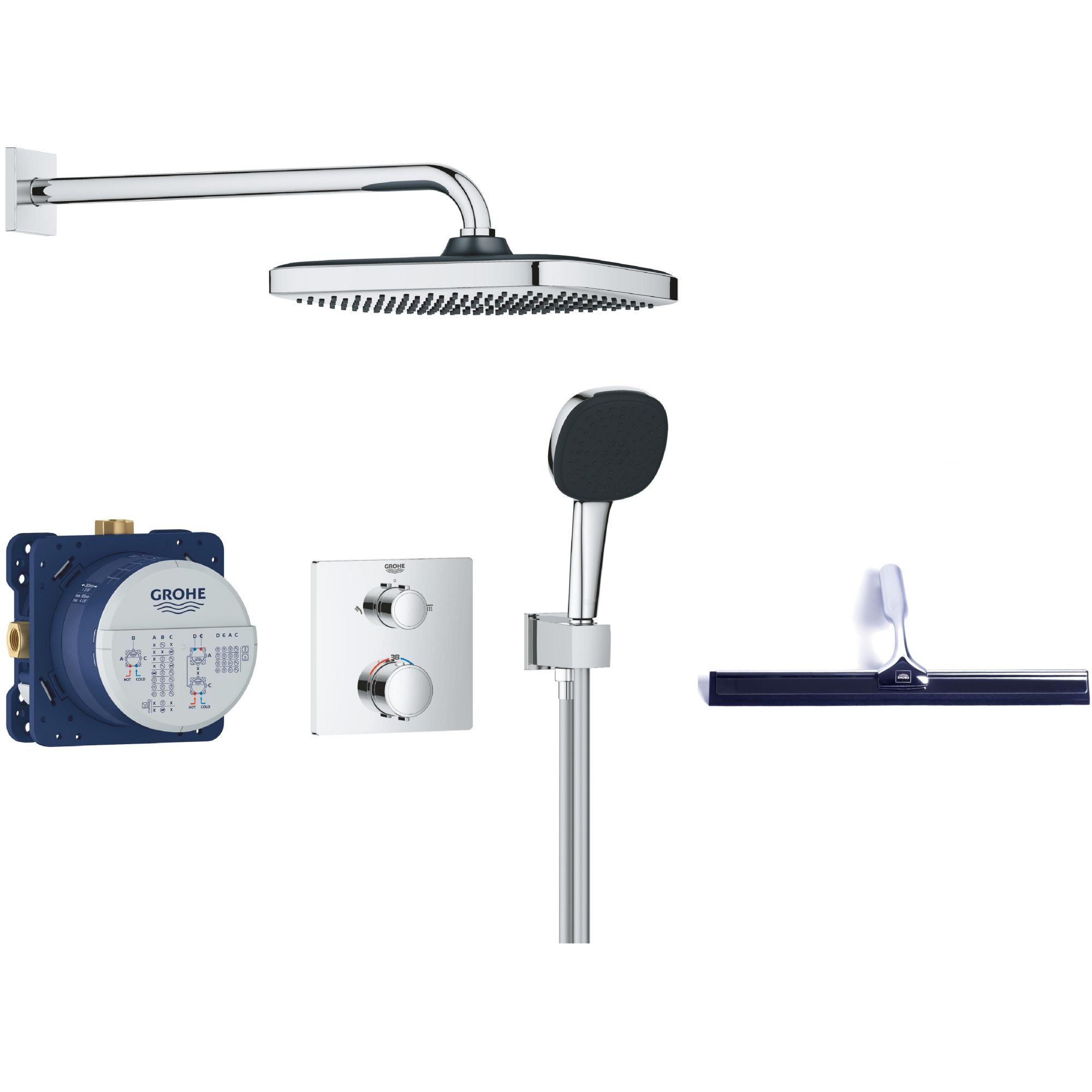 Conjunto conjunto de ducha Grohe Vitalio Comfort 34882000, escobilla limpiacristales Grohe 4067393055617