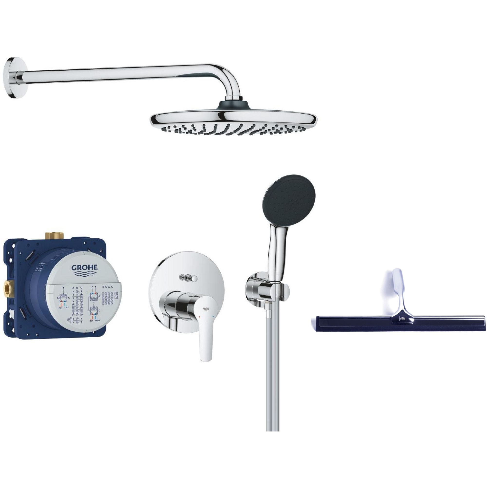 Conjunto conjunto de ducha Grohe Start 25292000, escobilla limpiacristales Grohe 4067393055617