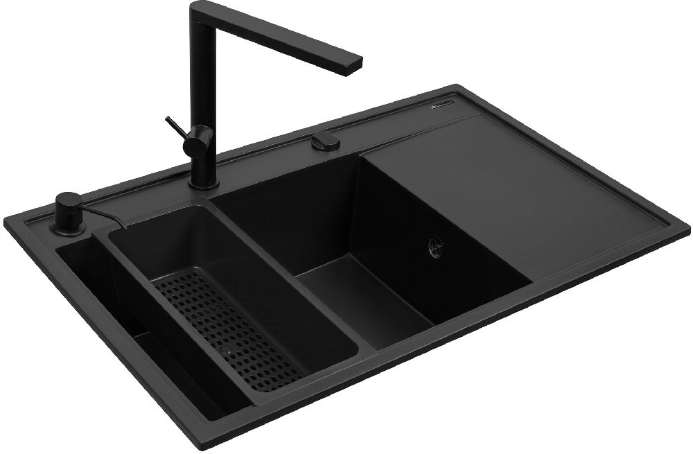 Pyramis Camea fregadero con grifo negro/negro 070168402BT
