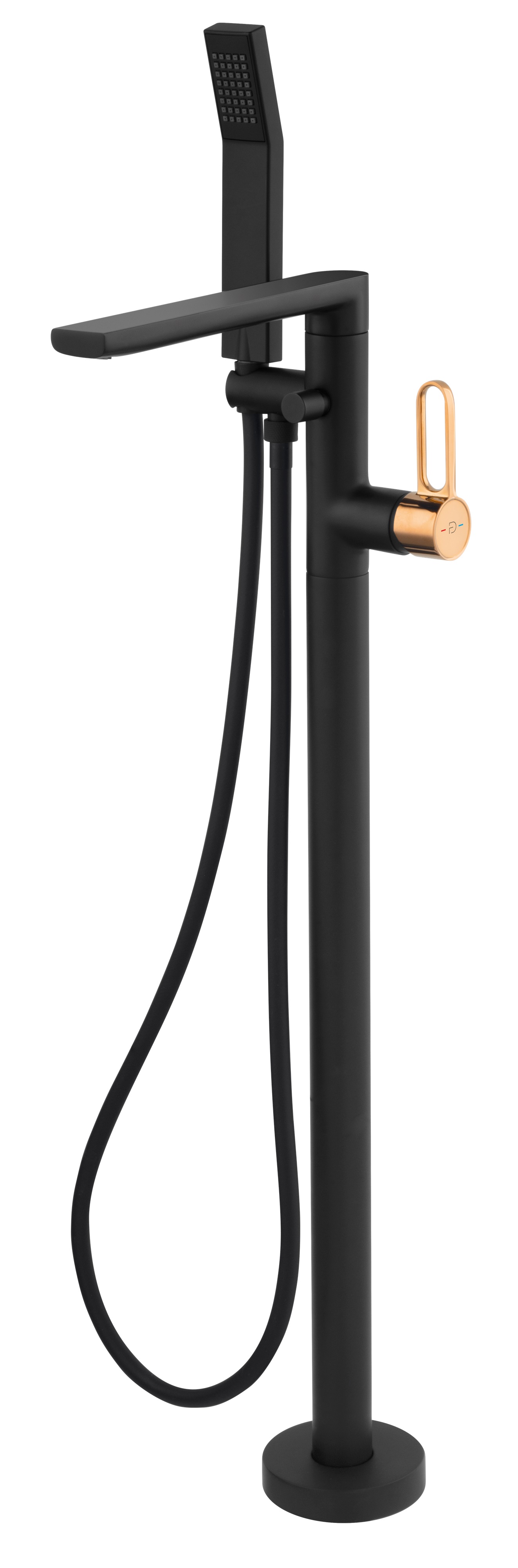 FDesign Zaffiro grifo de bañera y ducha en suelo negro-oro FD1-ZFR-11F-25
