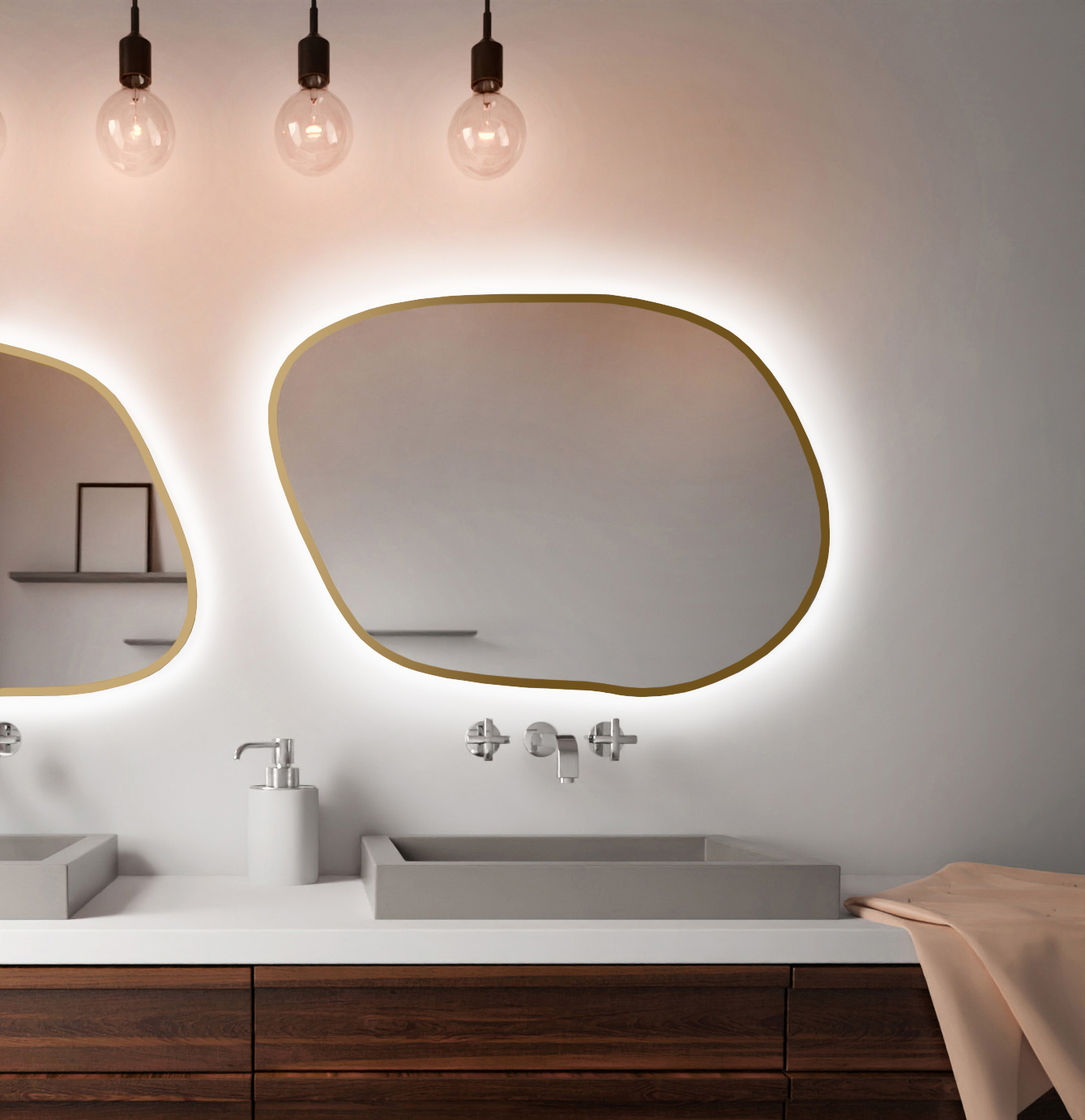 Baltica Design Bright Stain IV espejo 50x36 cm con iluminación dorado 5904107921198