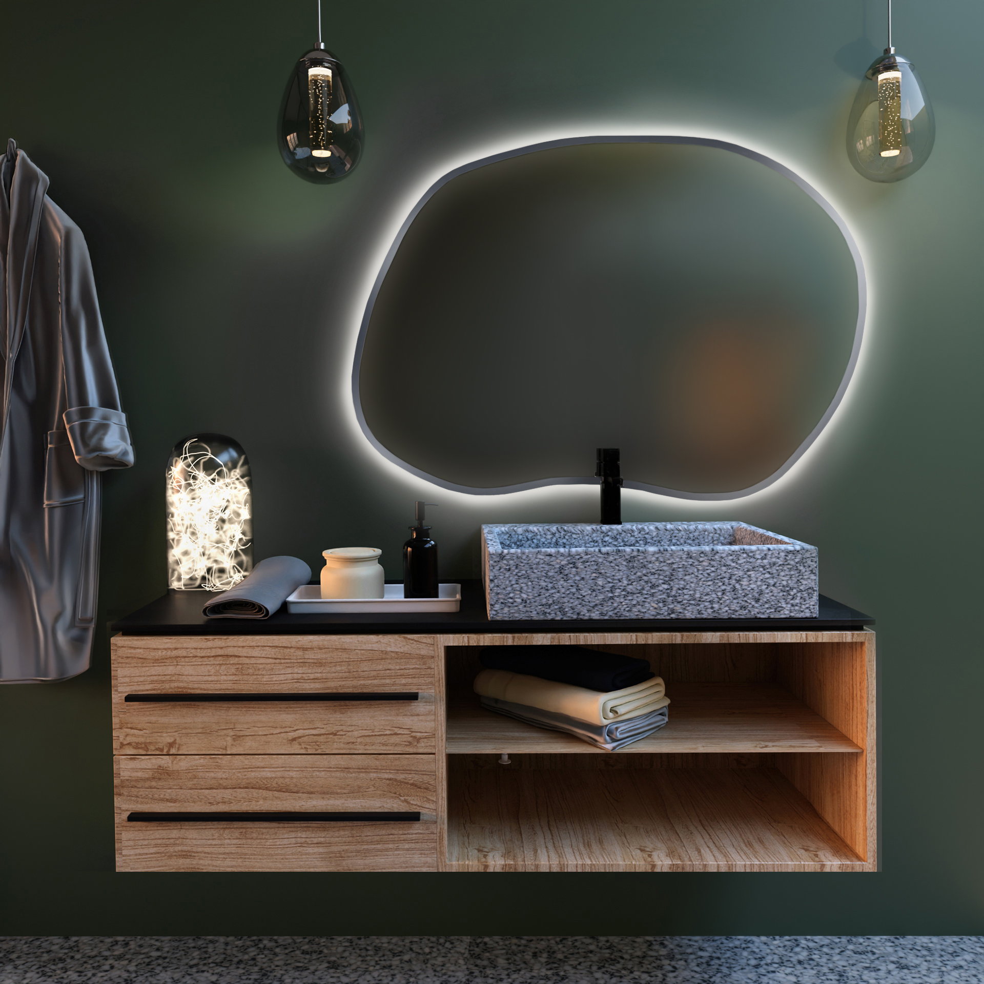 Baltica Design Bright Stain II espejo 80x57 cm con iluminación plata 5904107919683