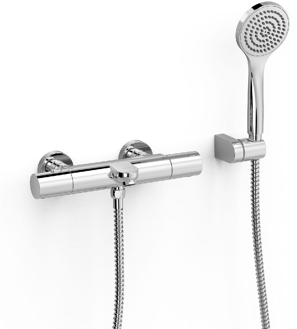 Tres Over-Wall grifo de bañera y ducha a pared con termostato cromo 19017419