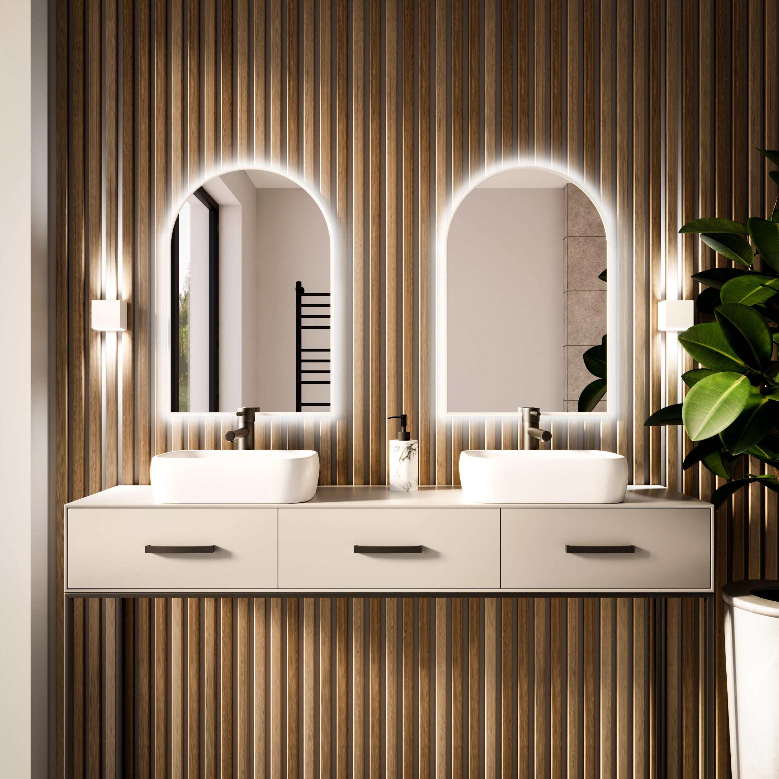 Baltica Design Tiny Border Pastille Cut espejo 60x140 cm con iluminación blanco 5904107929903