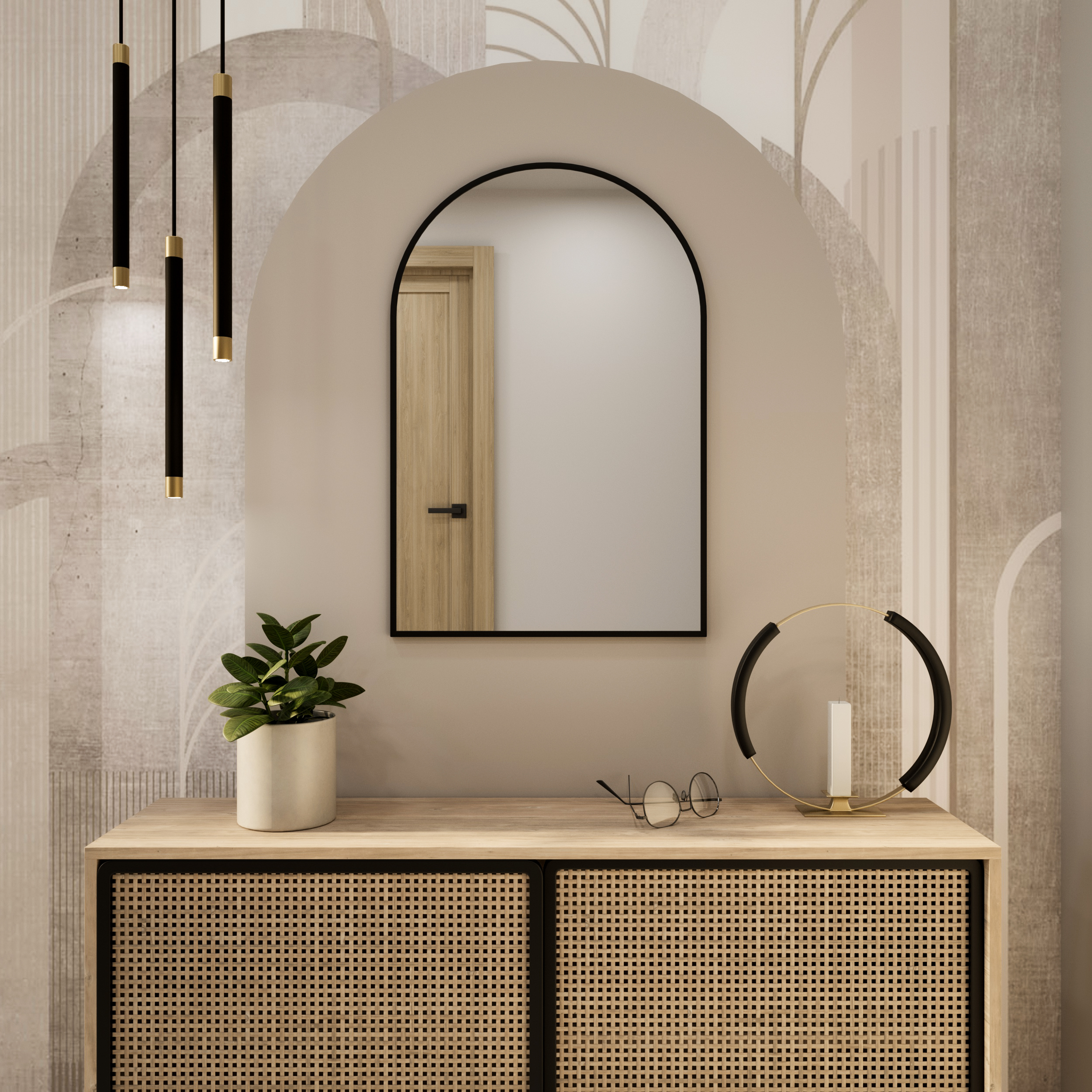Baltica Design Tiny Border Pastille Cut espejo 50x100 cm negro 5904107924700