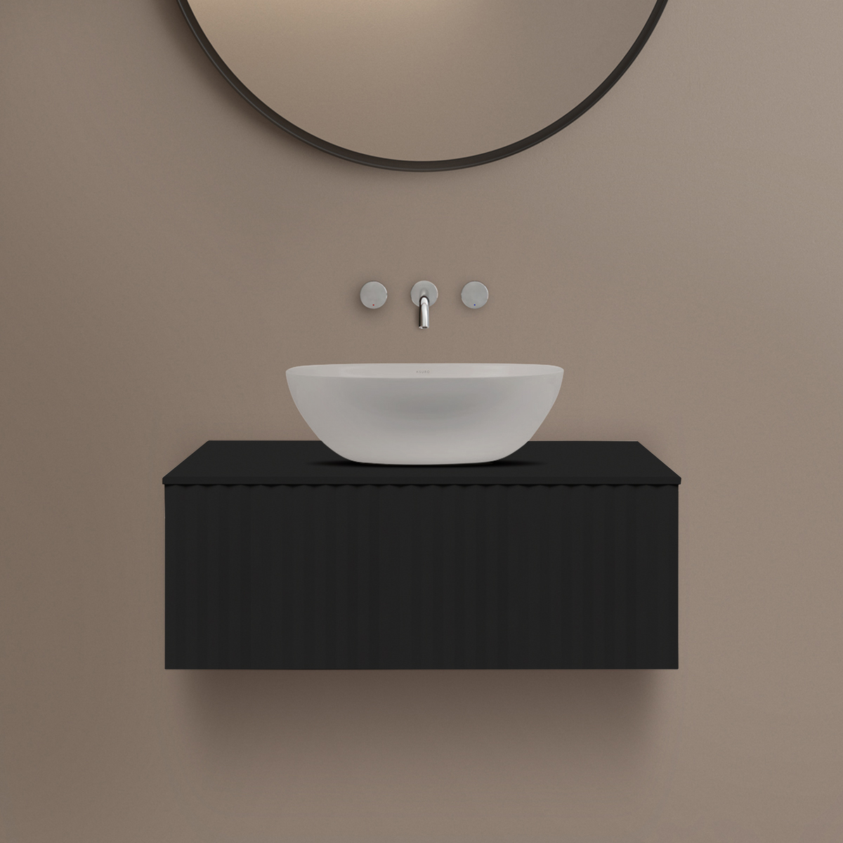 Ksuro 02 armario 80x46.6x30 cm suspendido, para lavabo negro 50003030