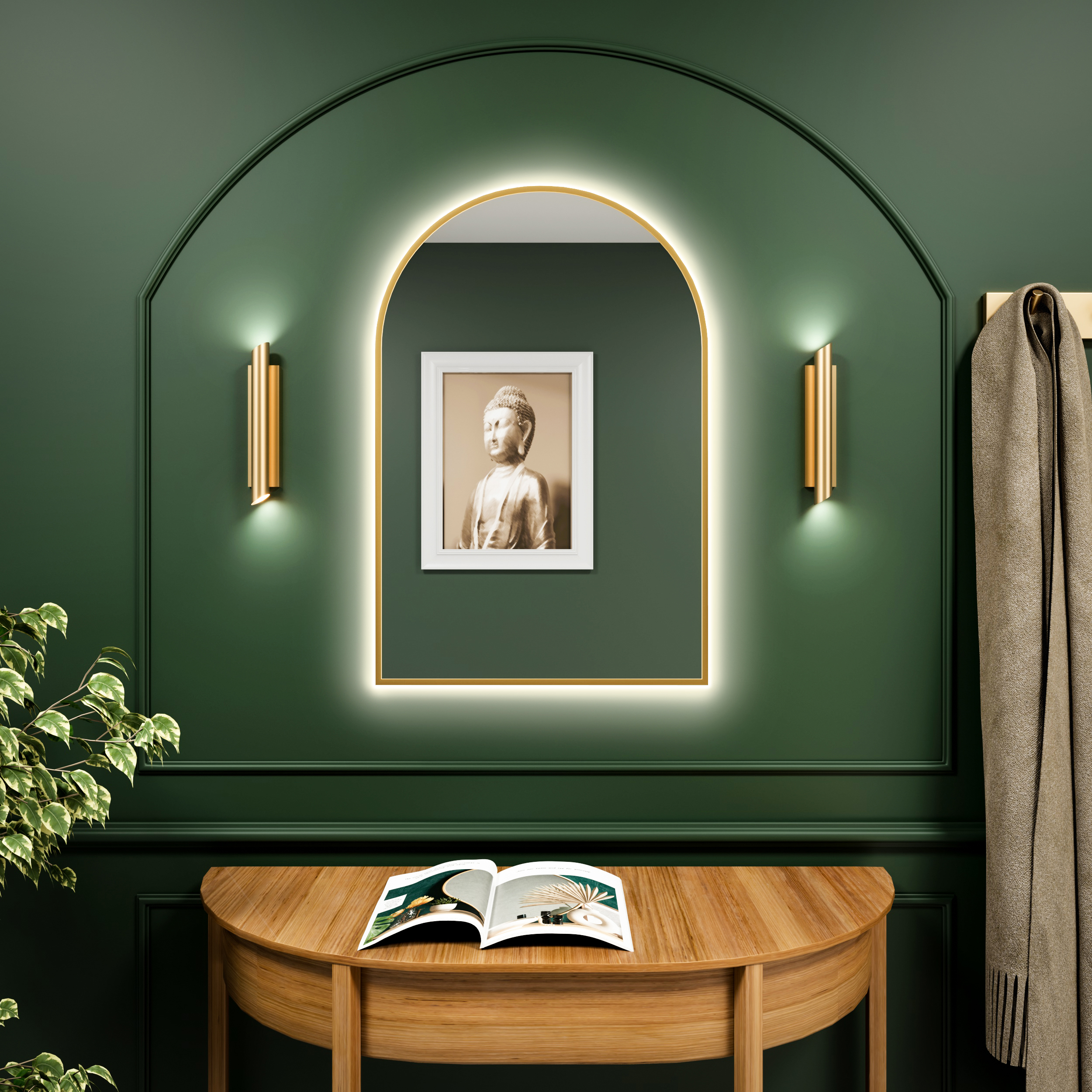 Baltica Design Tiny Border Pastille Cut espejo 50x90 cm con iluminación dorado 5904107929705