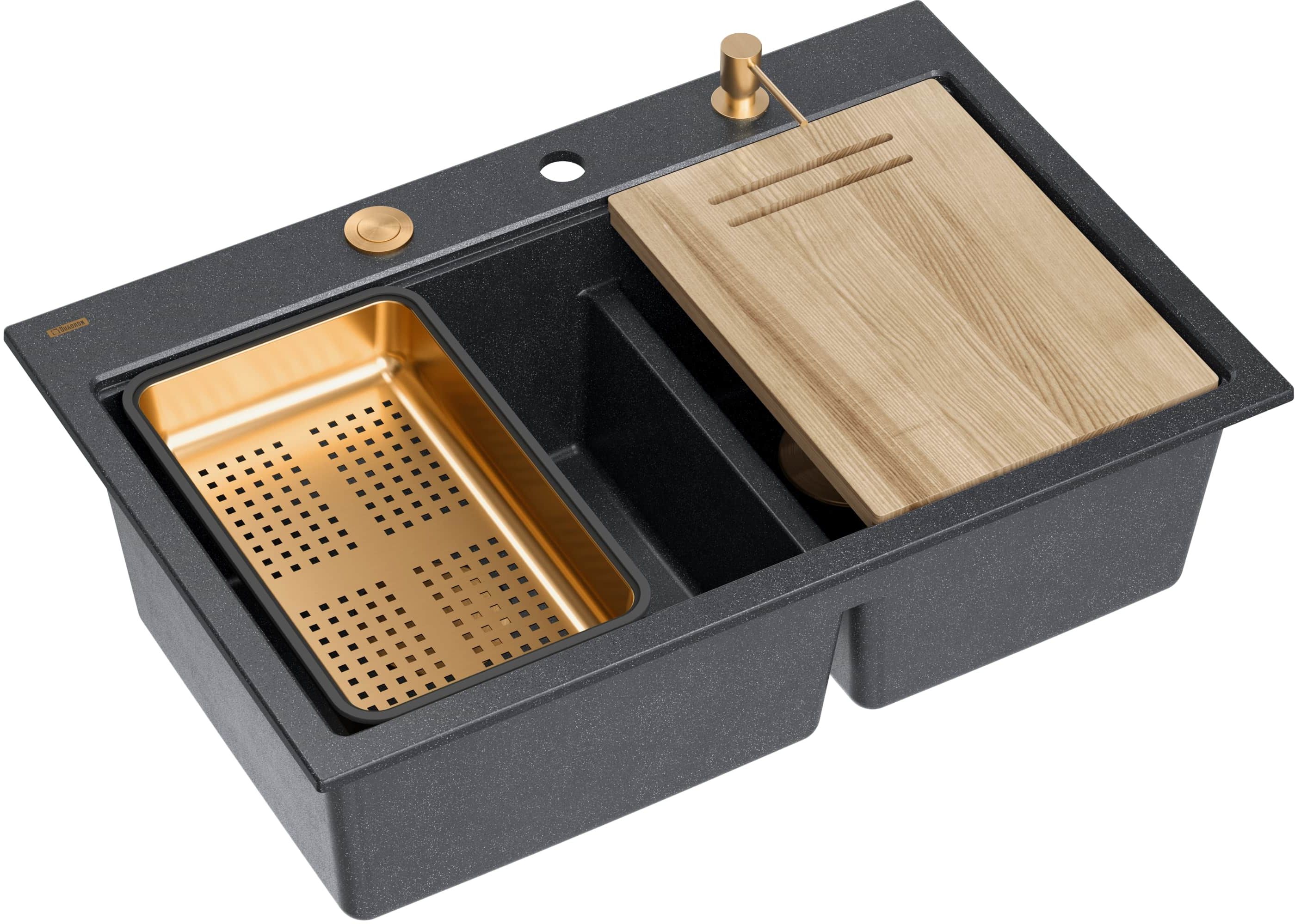 Quadron Marc 120 fregadero graniteq 76x50 cm negro HQC7650U8_PVDC1