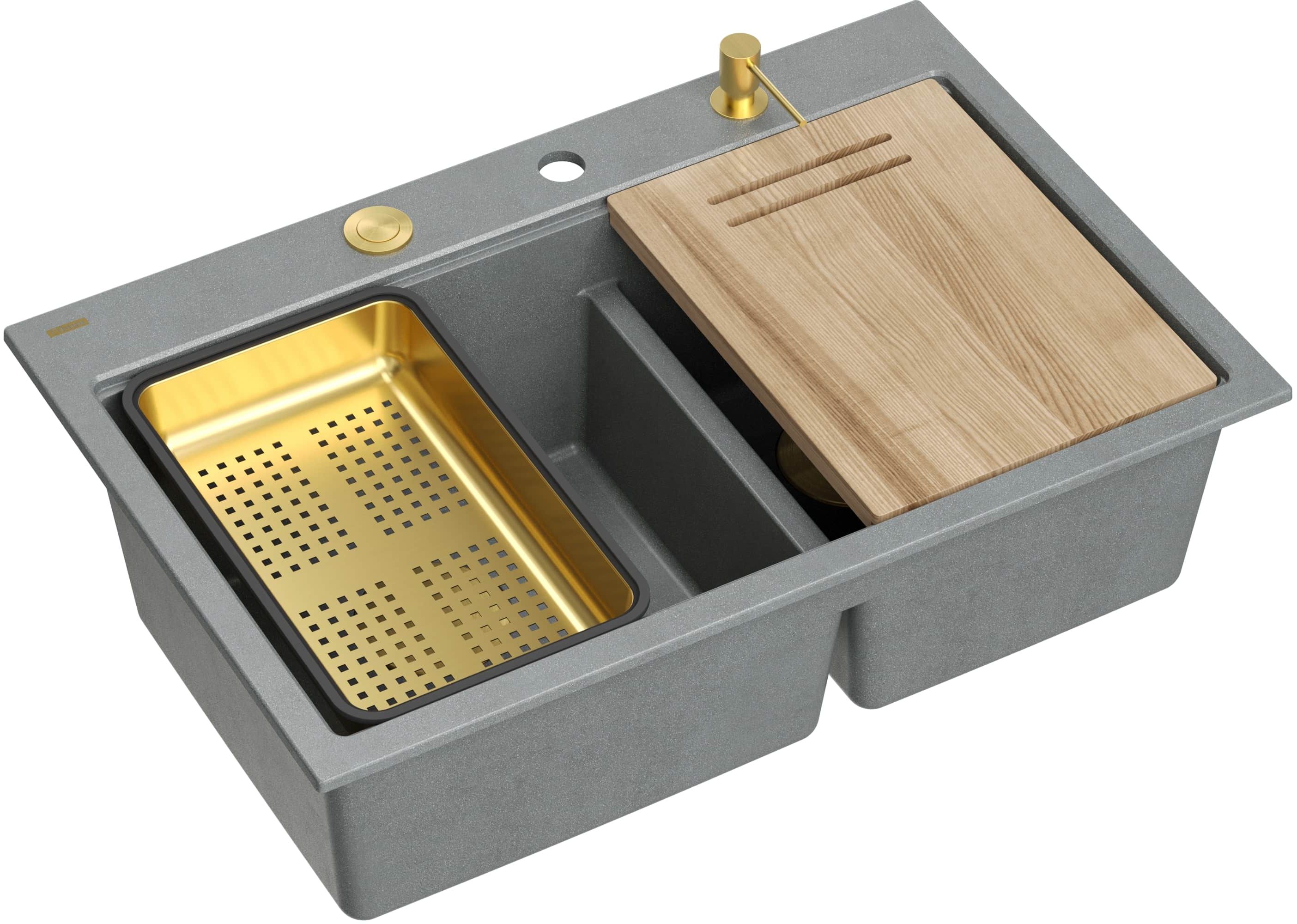 Quadron Marc 120 fregadero graniteq 76x50 cm gris/grafito/ónix HQC7650U5_PVDG1