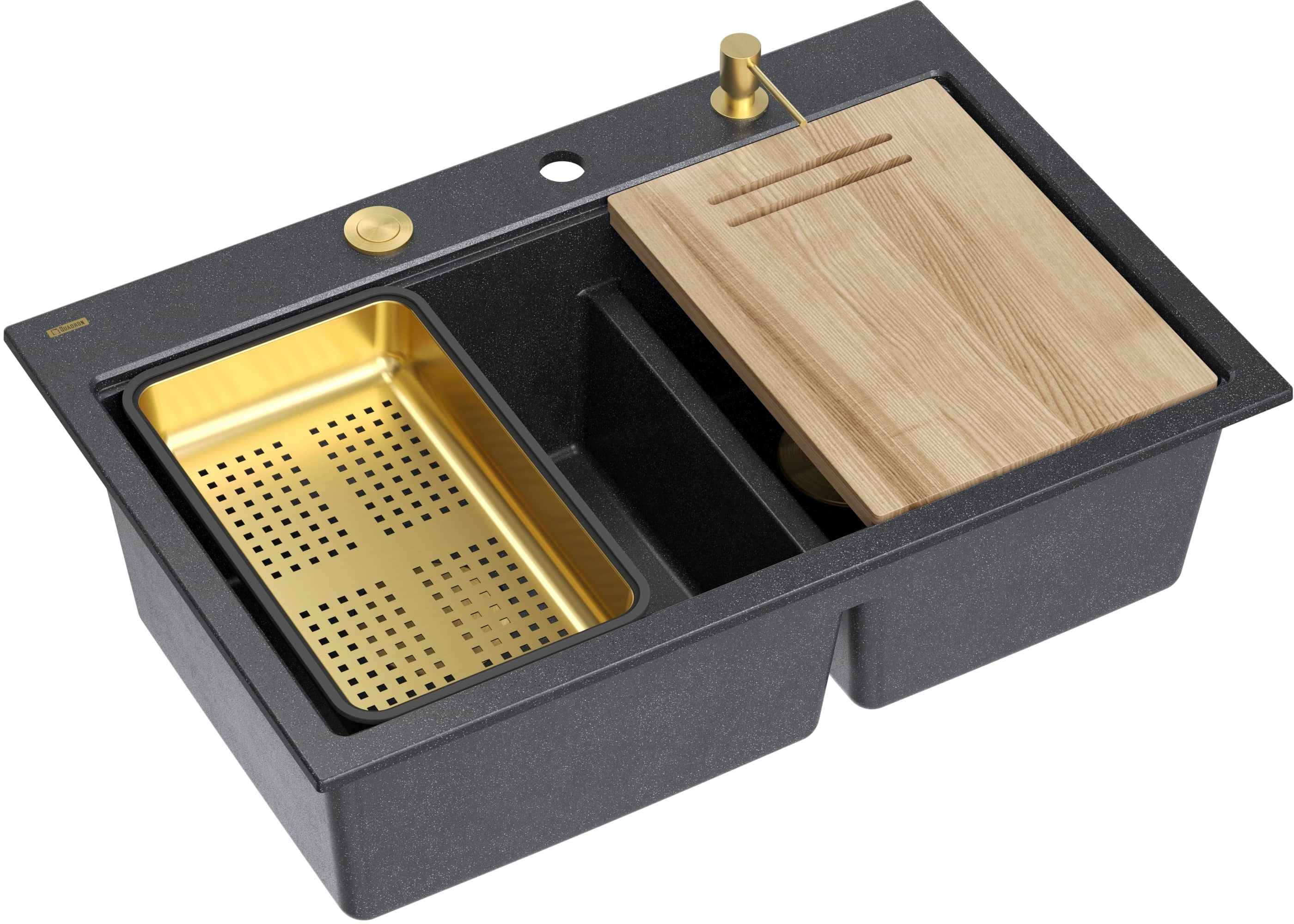 Quadron Marc 120 fregadero graniteq 76x50 cm negro HQC7650U8_PVDG1