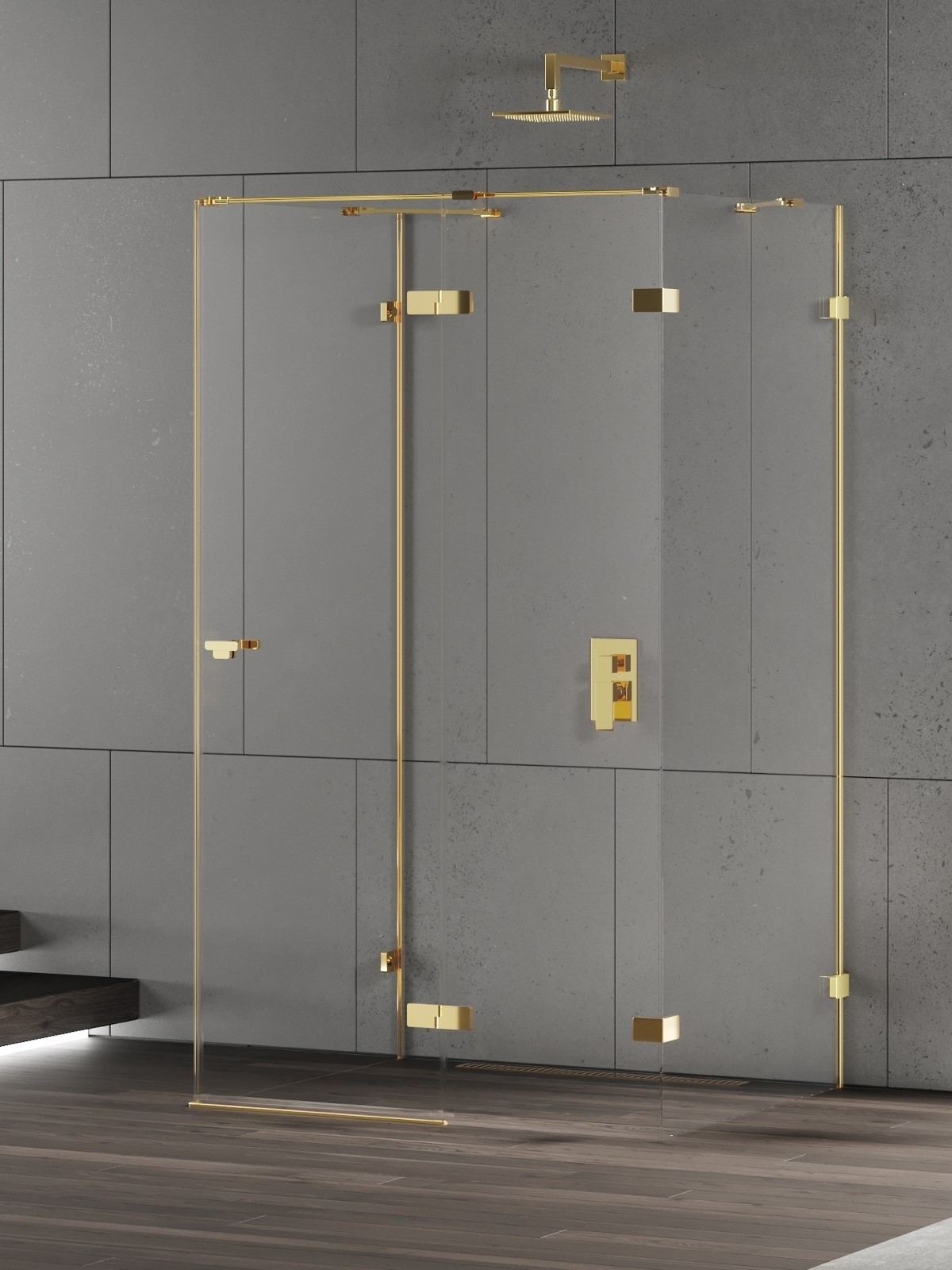 New Trendy Eventa Gold Shine cabina de ducha 100x80 cm rectangular oro brillo/vidrio transparente EXK-4797